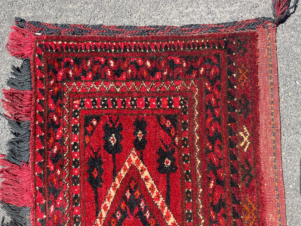 Thumbnail: Vintage handmade rug Rug — 1'10" x 2'11"
