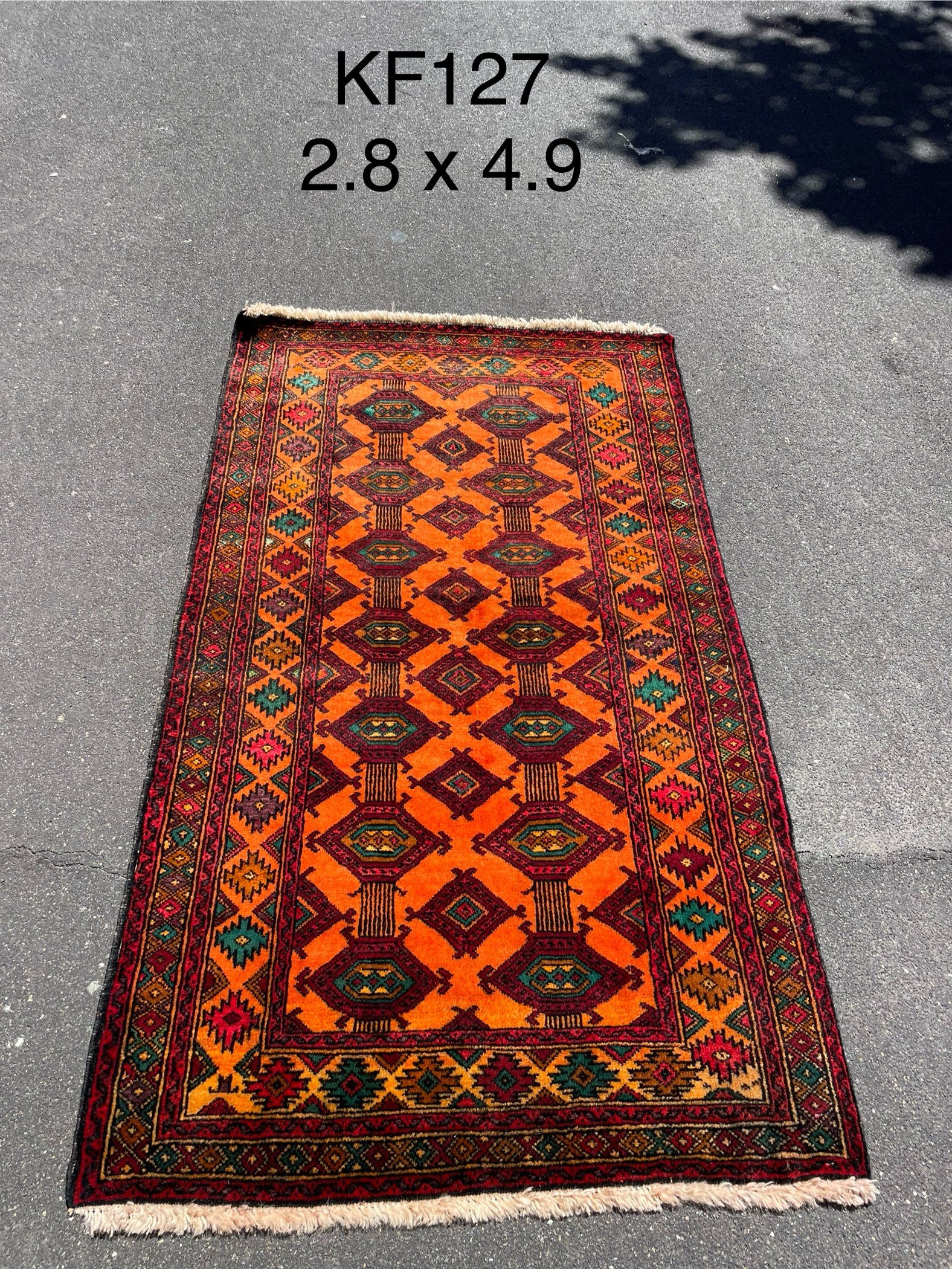 old Bokhara - Orange, Red Rug — 2'8" x 4'9"