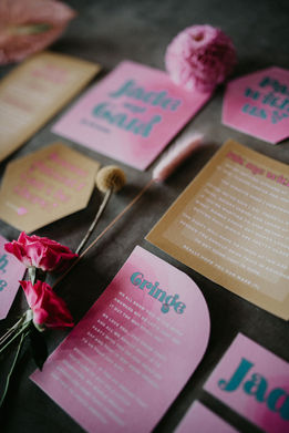 invitation, save the date, wedding invite, wedding stationery, modern wedding, wedding menu, fun and colourful, wedding table stationery, rsvp card, seating chart, table plan, welcome sign, name cards, place setting