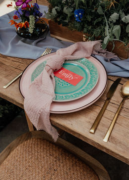 A fun, colourful wedding invitation suite and welcome sign to suit a modern wedding.