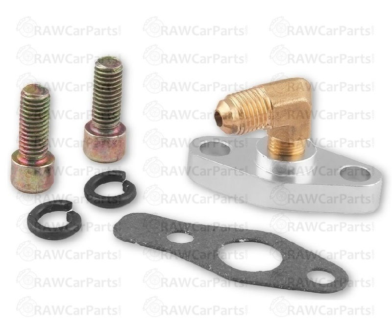 T3 / T4 90 Degree Turbo Oil Feed Sandwich Plate, Gasket and Bolts Civic Turbo