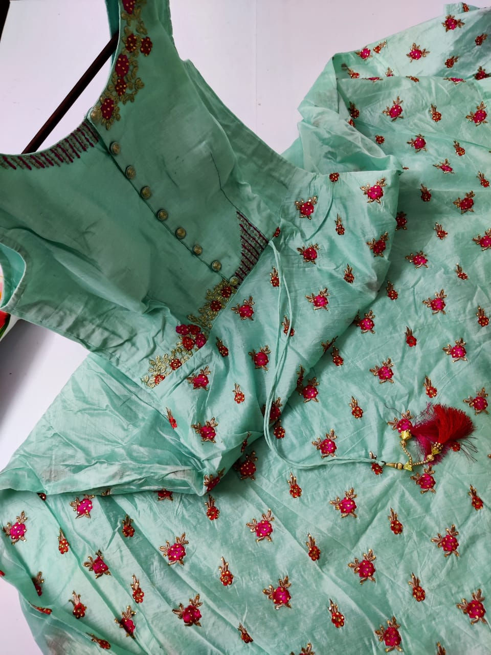 Thumbnail: Pure Raw Silk Long Gown set