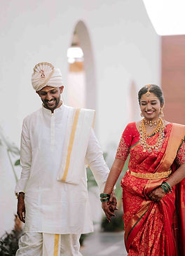 In the heart of Hyderabad, amidst the vibrant colors and rich traditions of a Telugu wedding, Ramya and Sagar embarked on a journey of love and union. It was a celebration brimming with emotions, where every glance, every smile and every touch spoke volumes of their deep connection and unyielding bond. As they exchanged vows and shared sacred moments, it was evident that theirs was a love story destined to stand the test of time.

Amidst the hustle and bustle of wedding preparations, Ramya and Sagar carved out a quiet moment to capture their love in a setting that truly resonated with them. In the cozy ambiance of a coffee shop, they found solace and joy, their laughter echoing against the backdrop of steaming mugs and aromatic brews. It was in these simple yet profound moments that their love shone brightest, transcending time and space.

The culmination of their wedding journey was a breathtaking display of elegance and sophistication, as Ramya and Sagar embraced their editorial portrait session. Against a backdrop of timeless charm, their love radiated effortlessly, encapsulating the essence of their journey together. Each photograph spoke volumes, immortalising not just the beauty of the moment, but the depth of their love and the promise of a lifetime together.