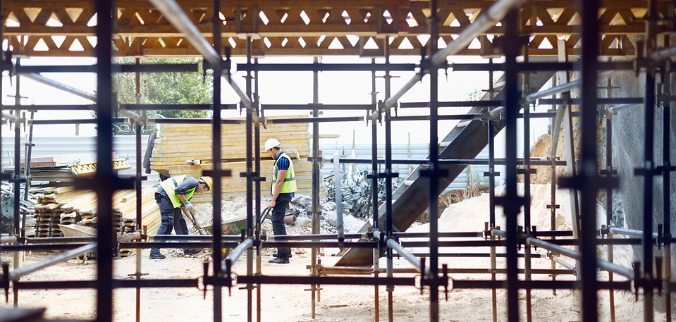 Construction workers on work site