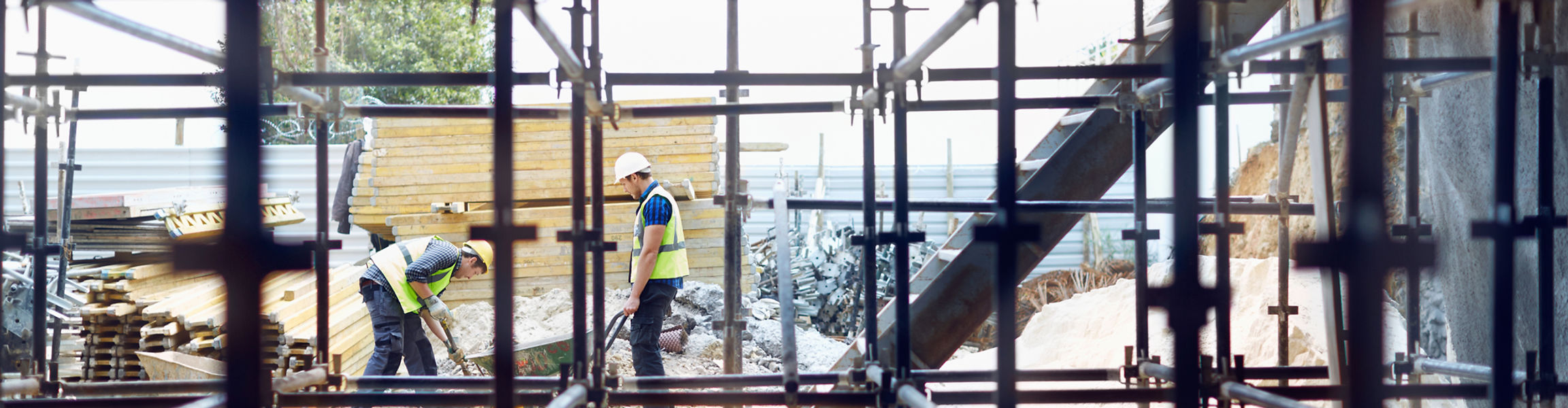 Construction workers on work site