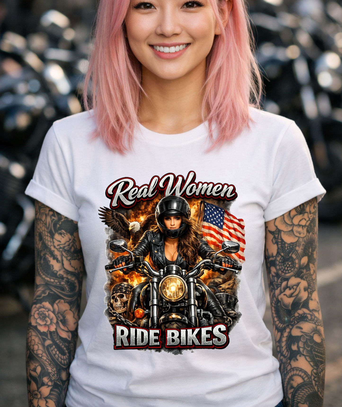 Real Women Ride Bikes Motorcycle T-Shirt