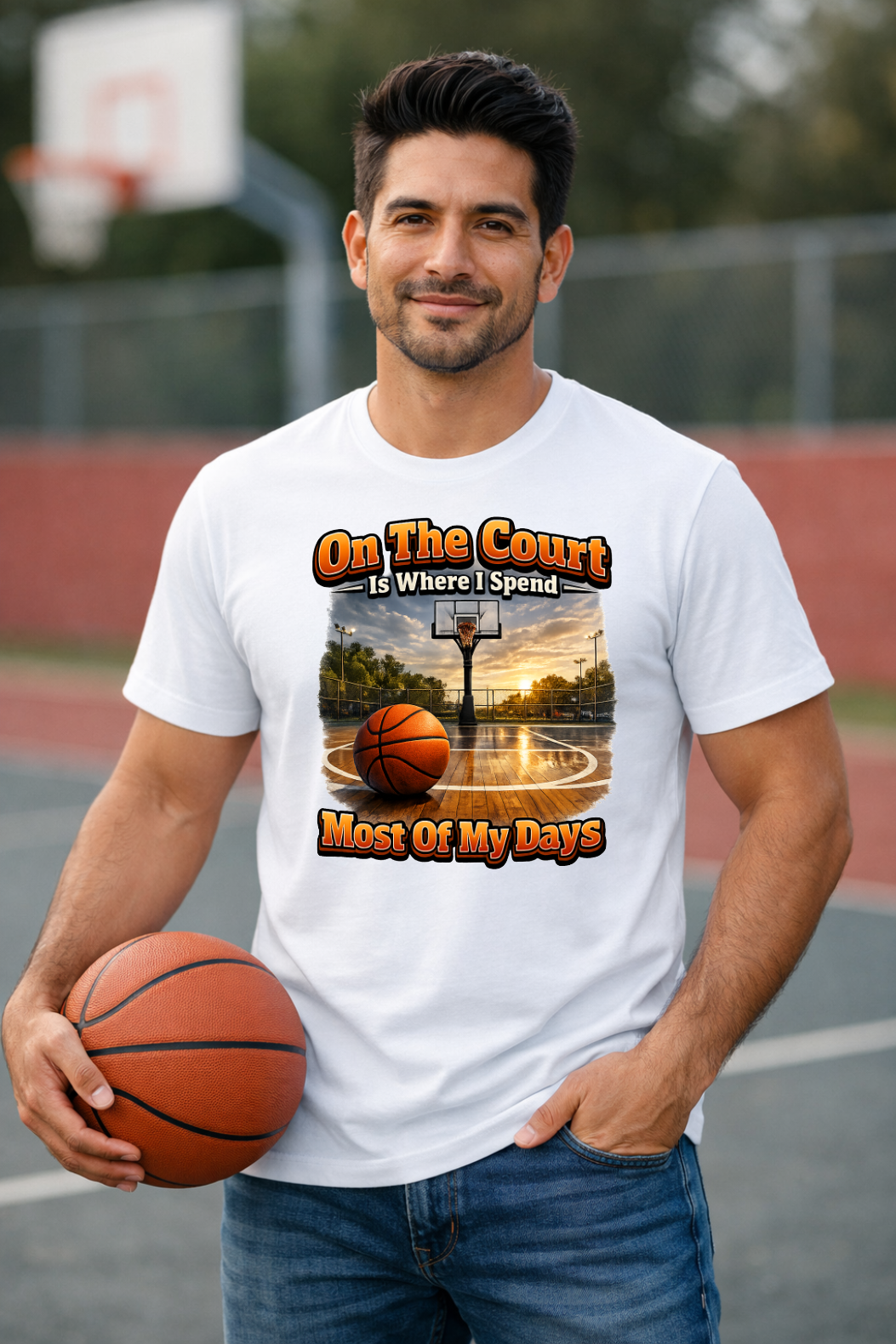 On The Court Is Where I Spend Most Of My Days Basketball Shirt