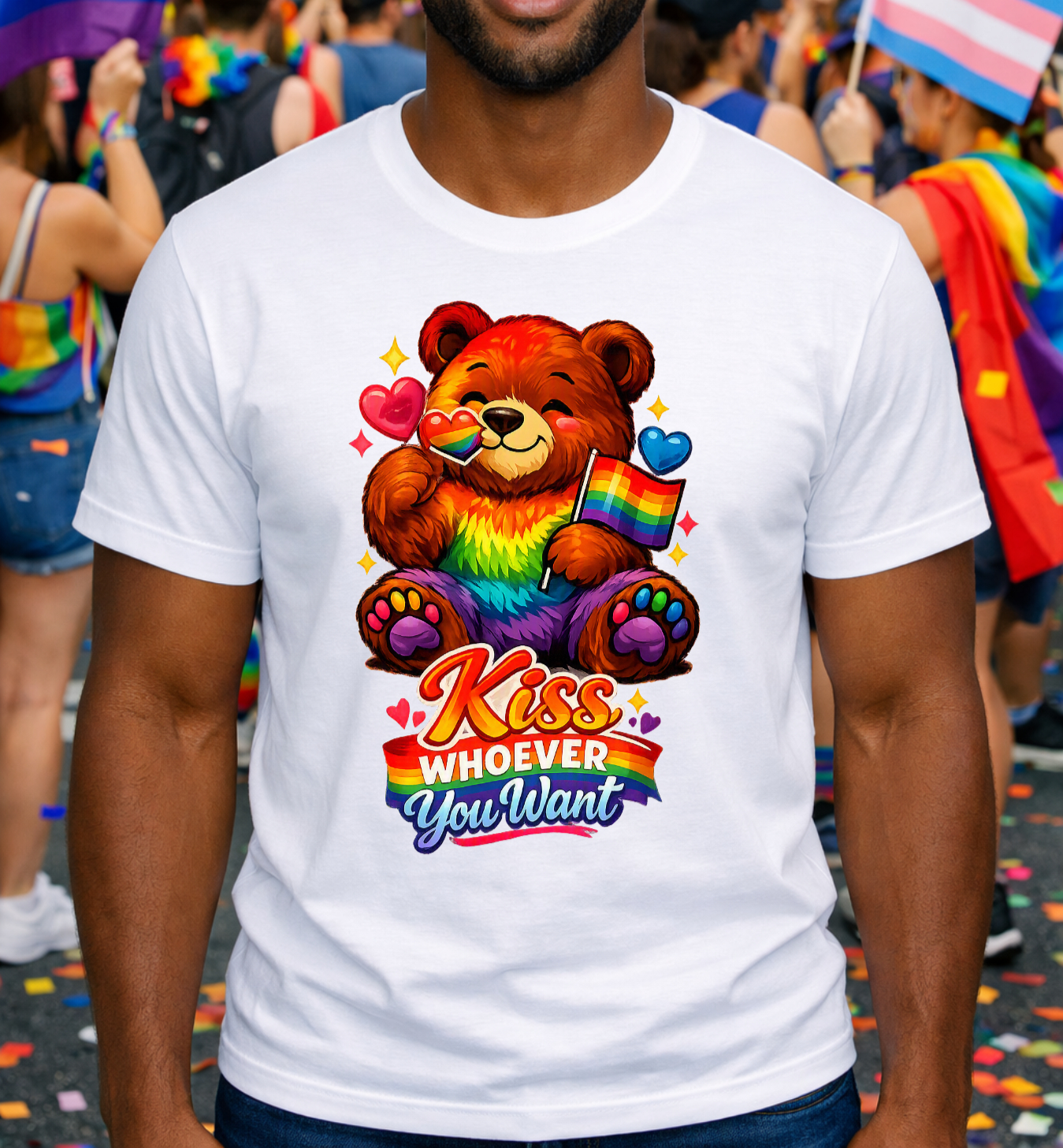 Kiss Whoever You Want Pride Bear T-Shirt