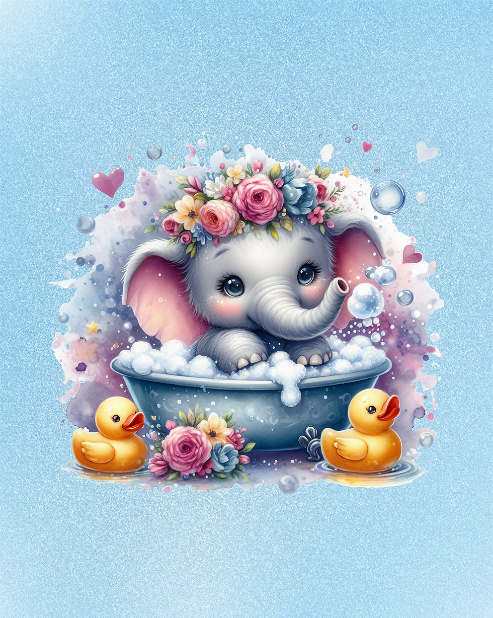 Custom Elephant Bath Time Baby Blanket