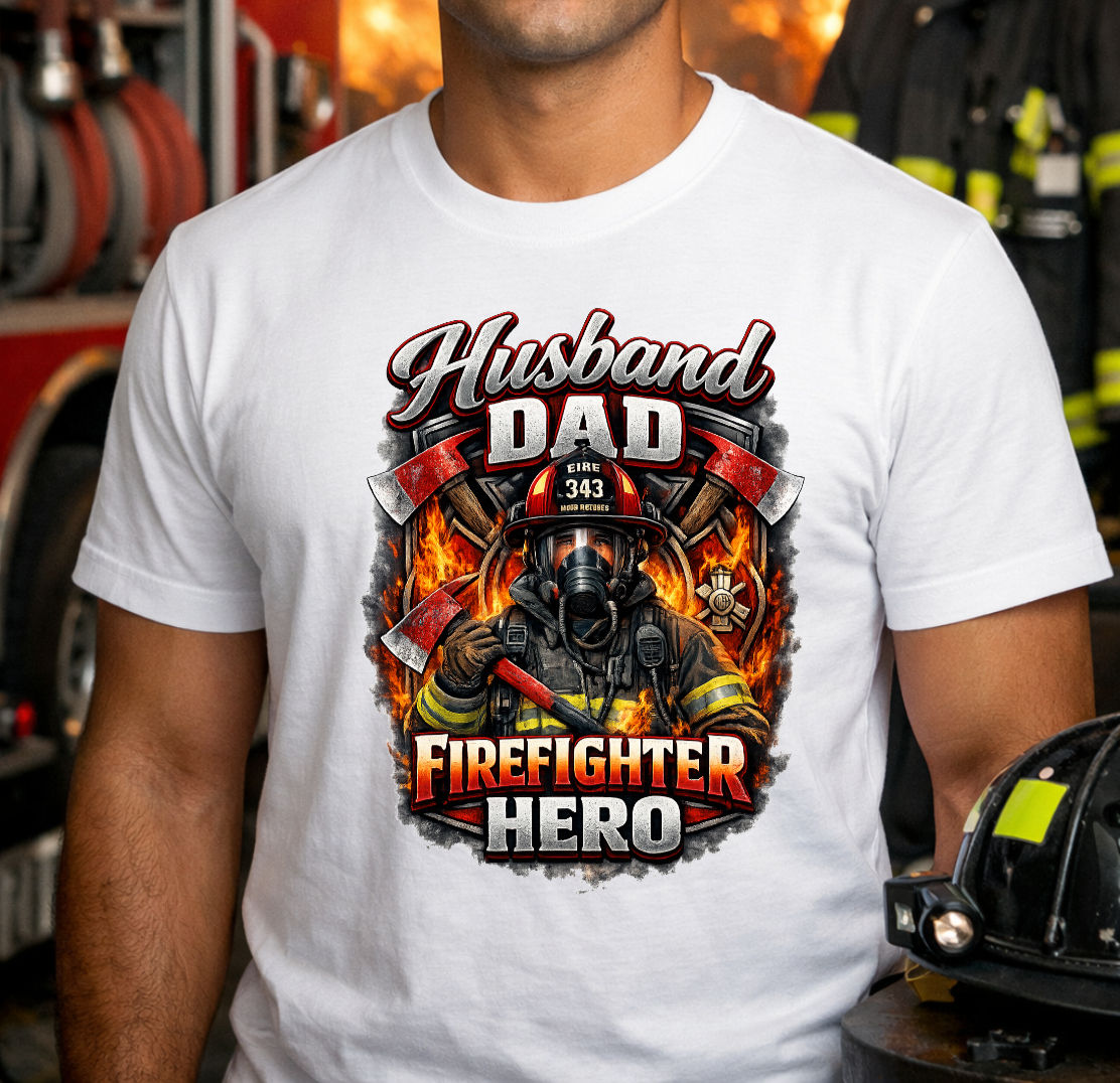 Husband Dad Firefighter Hero T-Shirt