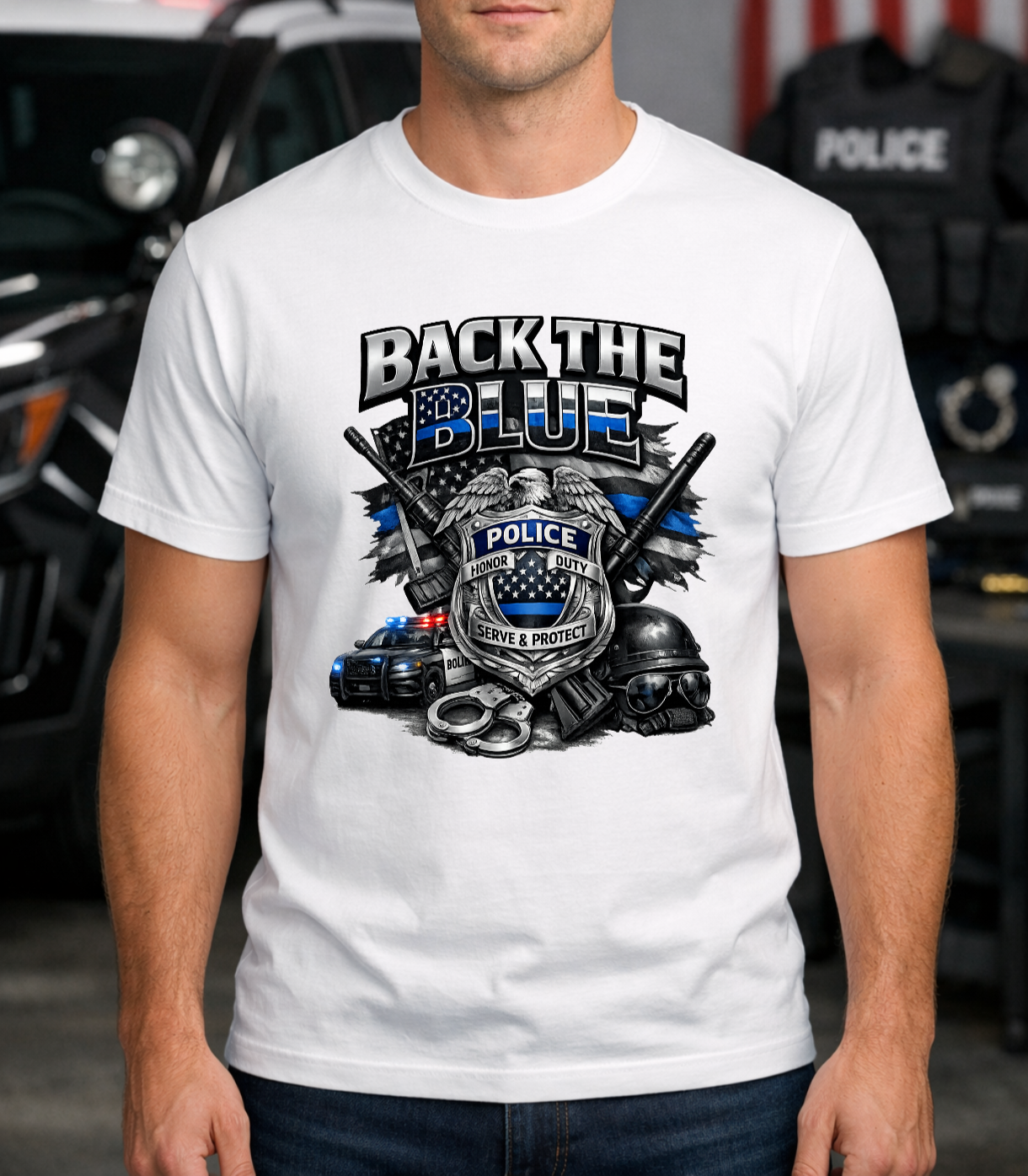 Back the Blue Police Honor Duty Serve Protect T-Shirt