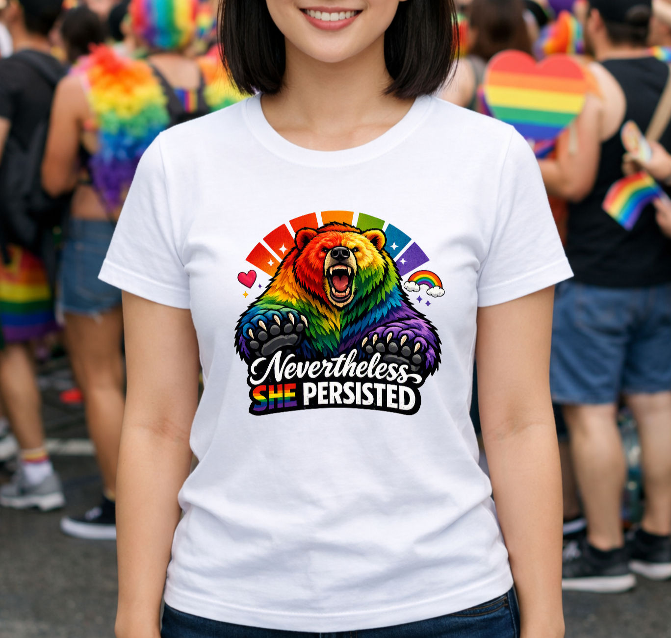 Nevertheless She Persisted Pride Bear T-Shirt