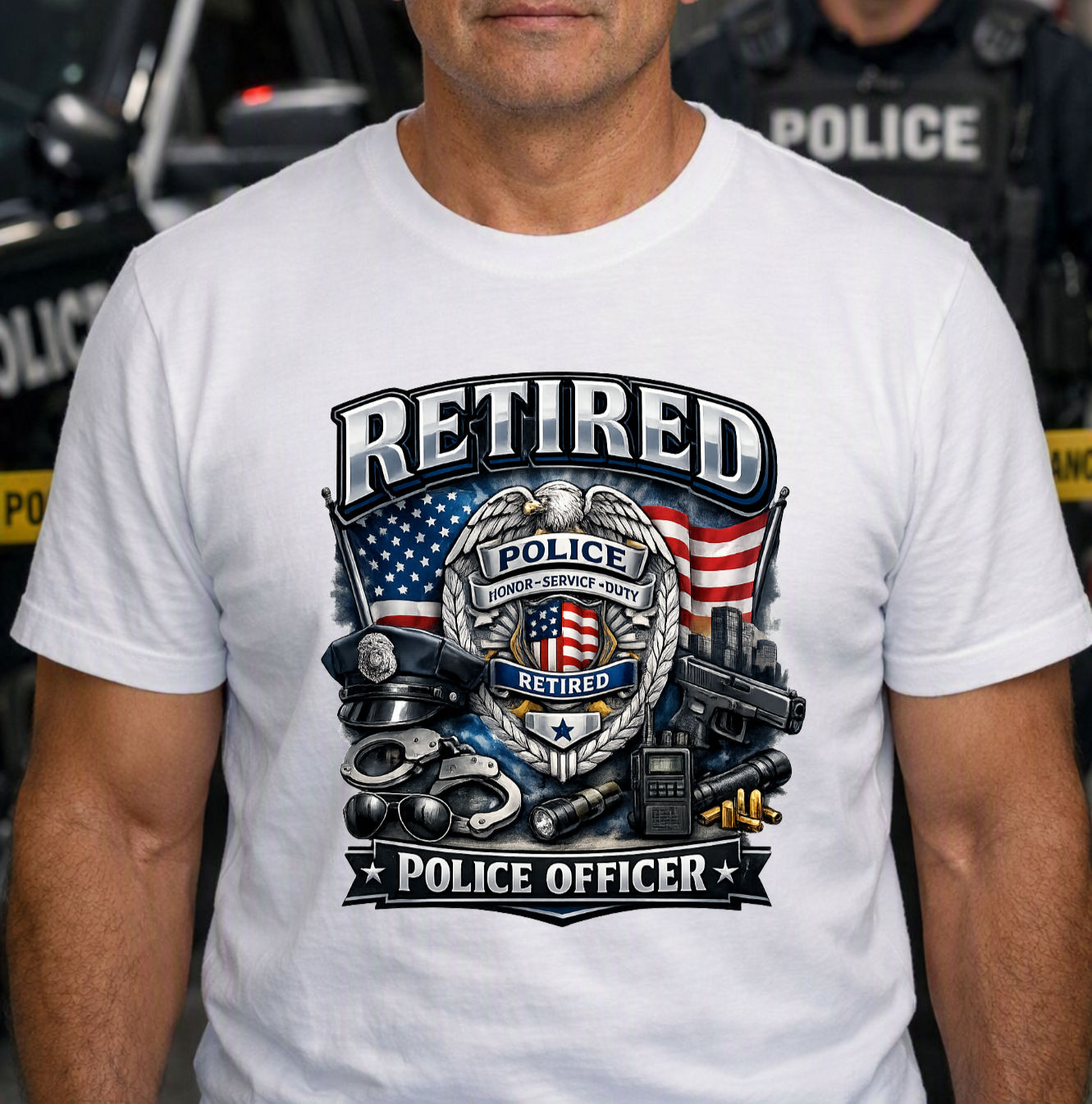 Retired Police Officer Honor Service Duty T-Shirt
