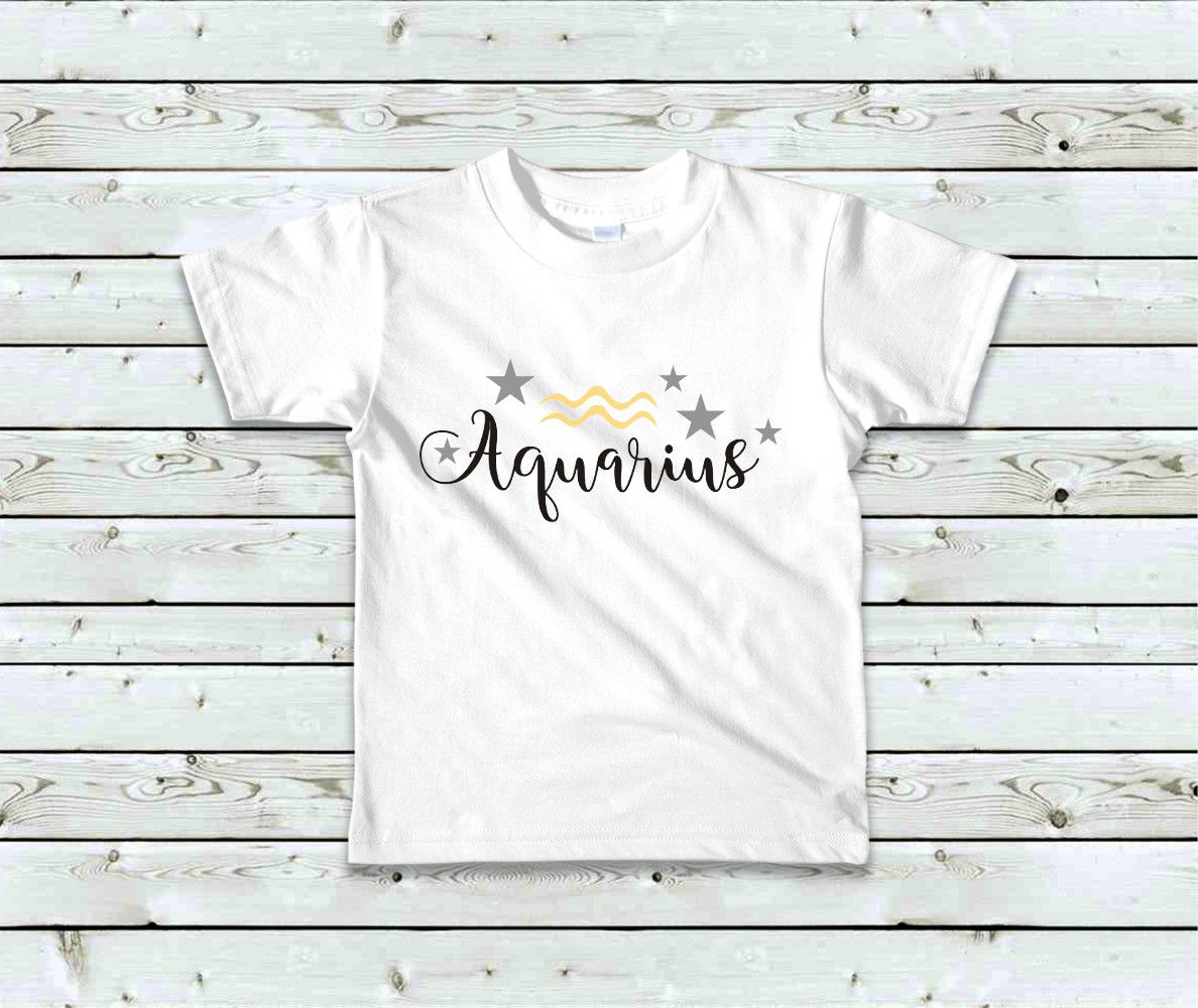 Aquarius Stars Script Zodiac Shirt ♒️⭐️✨