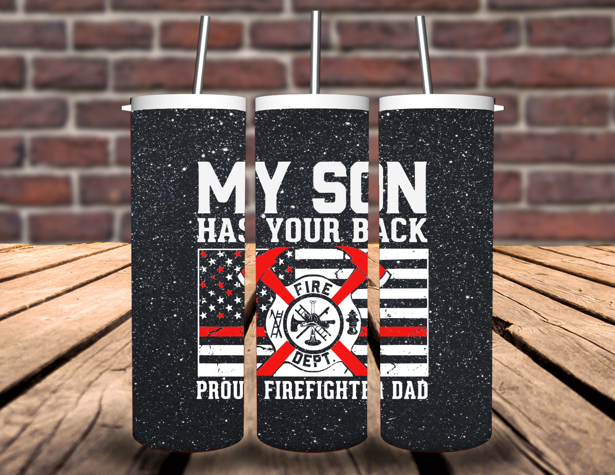 Proud Firefighter Dad Tumbler