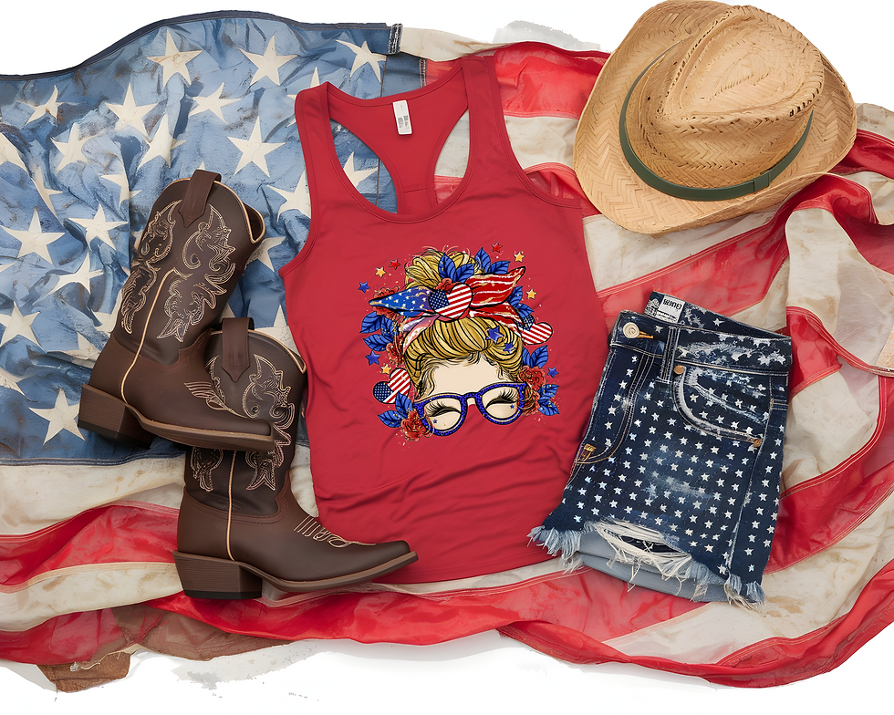 ✨❤️🤍💙Patriotic Messy Bun 4th of July Shirt