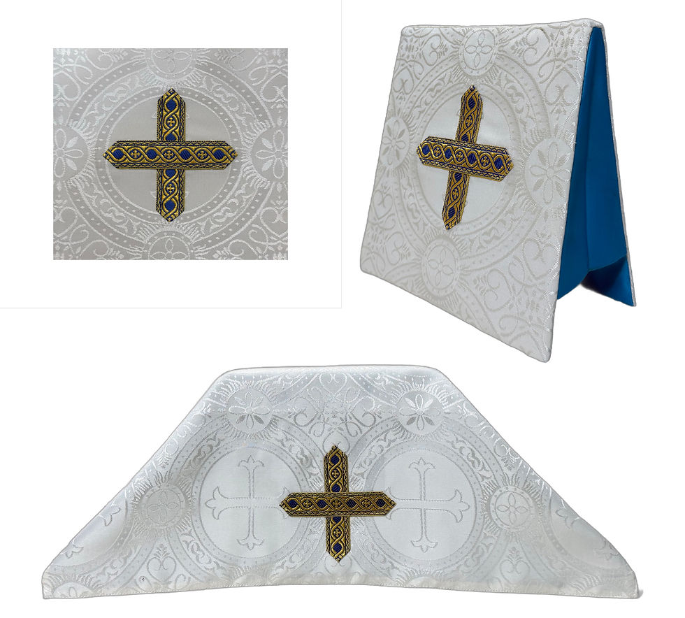 Thumbnail: White Marian Brocade Roman Chasuble + stole (Annunciation )