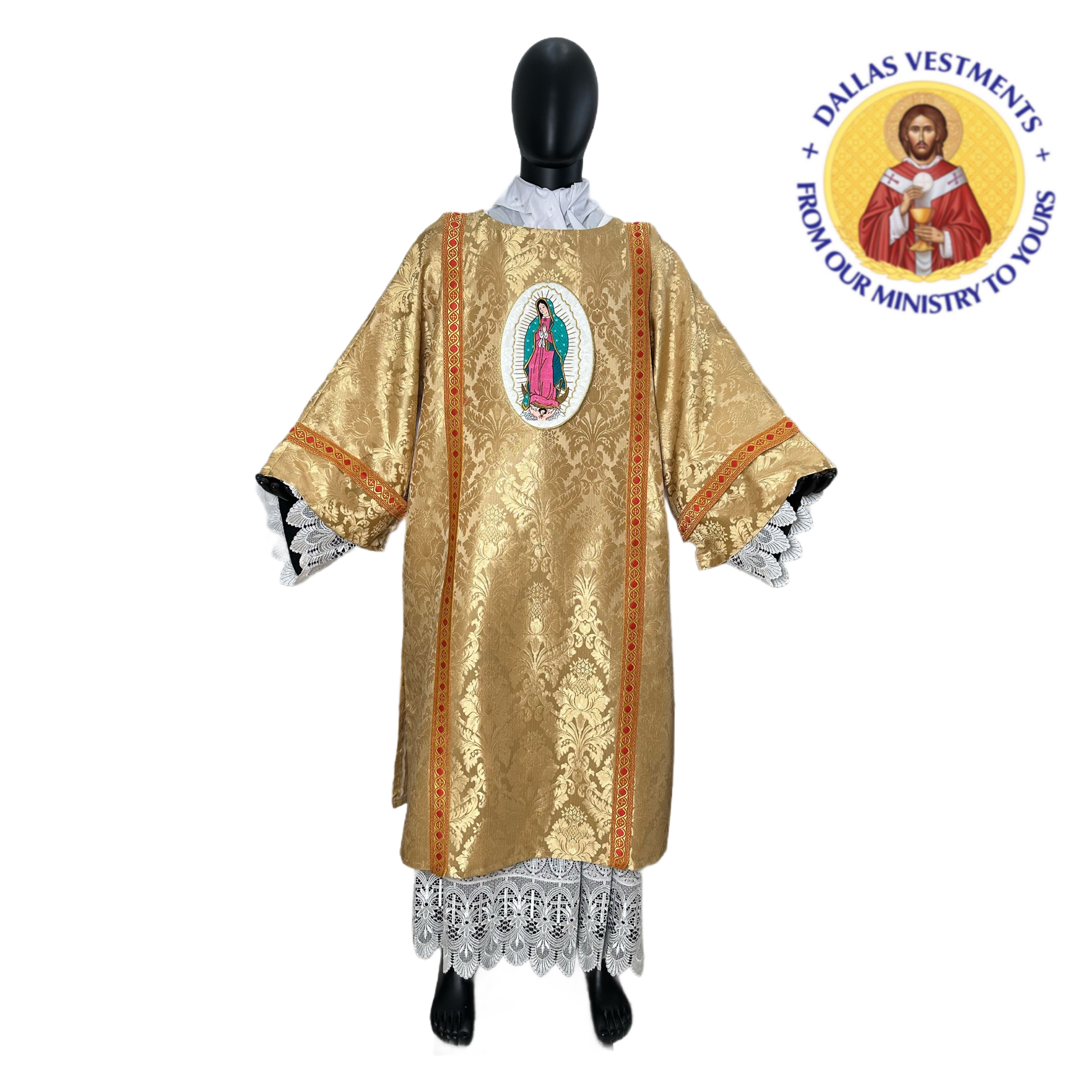 Gold Jacquard Dalmatic + Stole (Our Lady of Guadalupe )