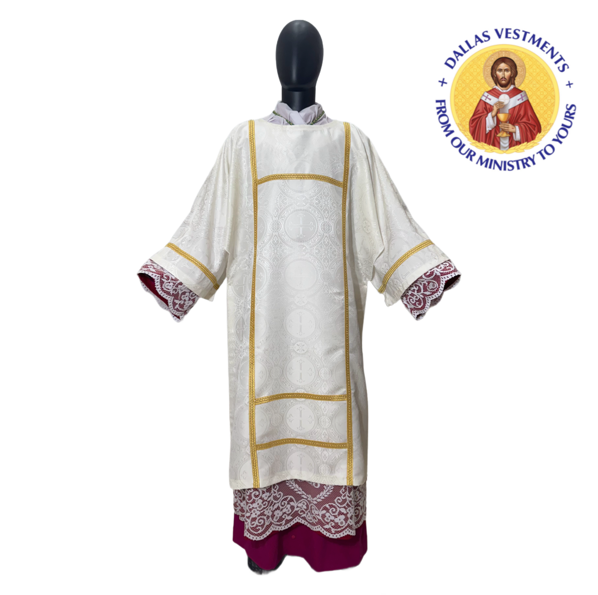 White Damask Dalmatic + Stole
