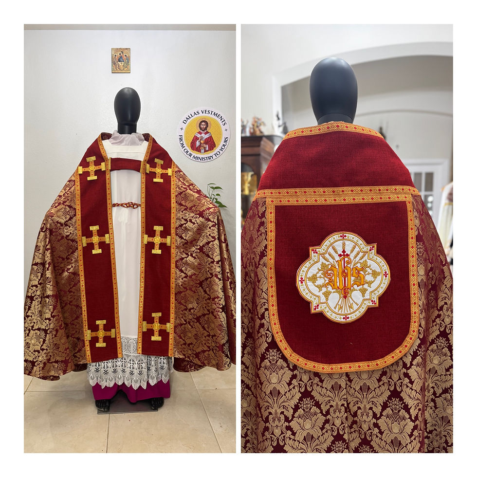 Red Roman Cope Set ( Floral Jackquard) JHS Appliqué
