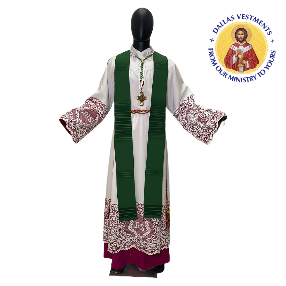 Thumbnail: Stripes Green Monastic Chasuble and Stole (Mone Collection)