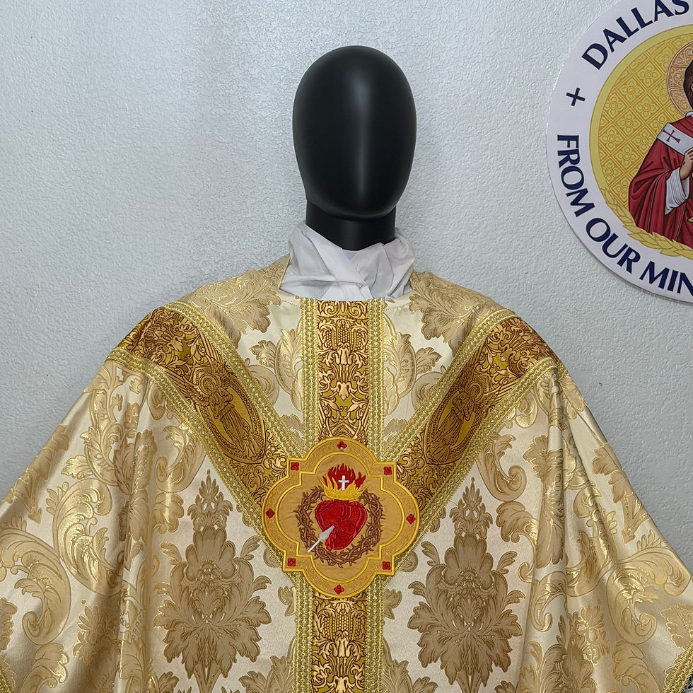 Thumbnail: Gold  Semi- Gothic Chasuble + Stole - (Sacred Heart of Jesus)
