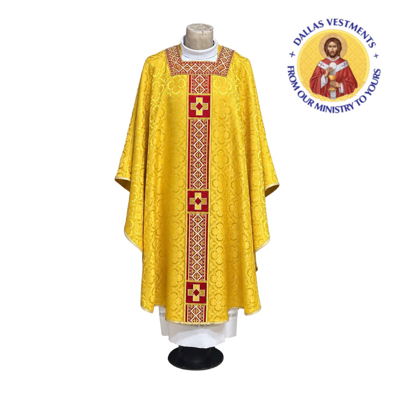 Gold Red Brocade Embroidery Gothic Chasuble- Leo