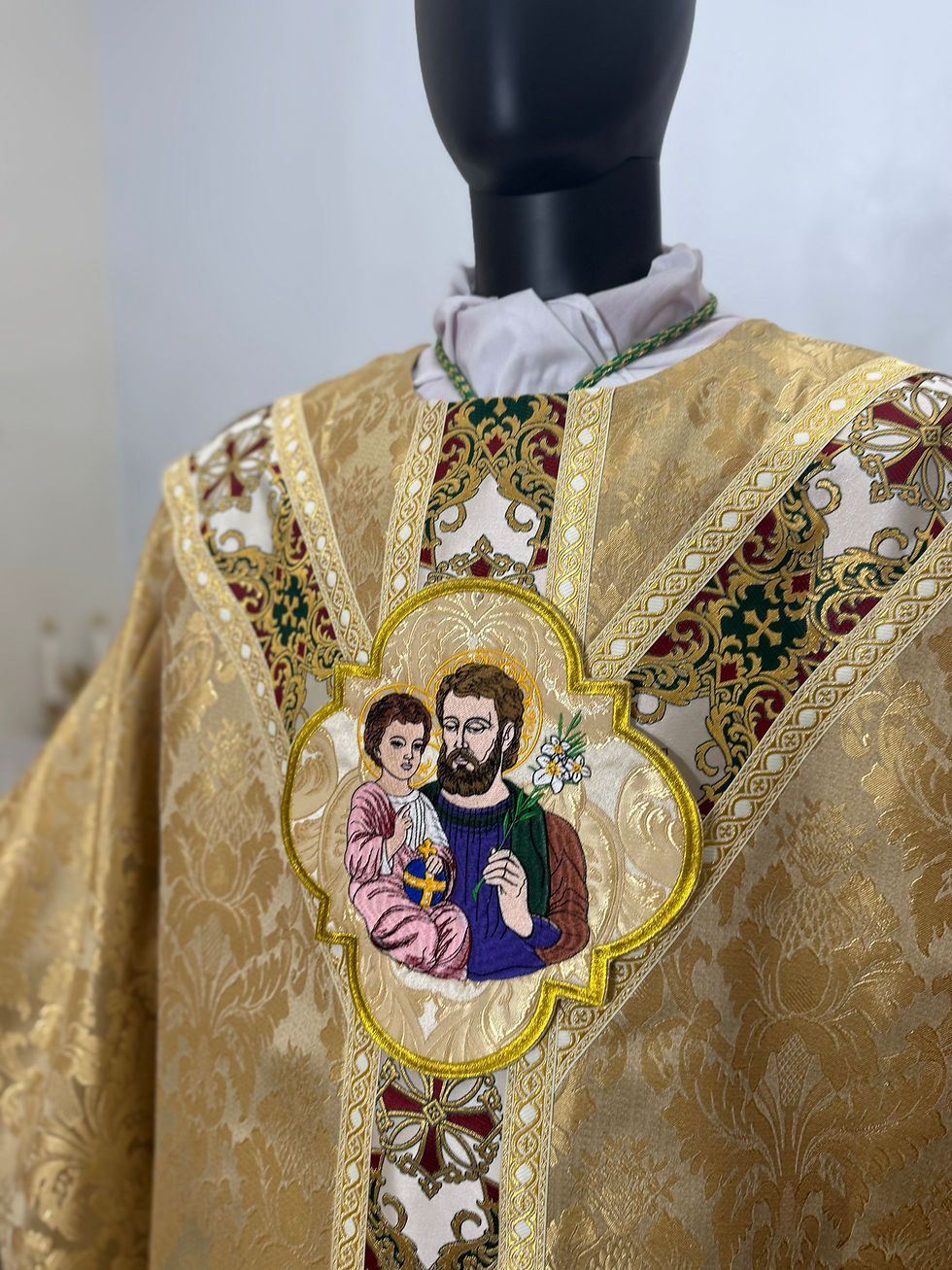 Thumbnail: Gold Semi-Gothic Chasuble set (Victoria) (St. Joseph)