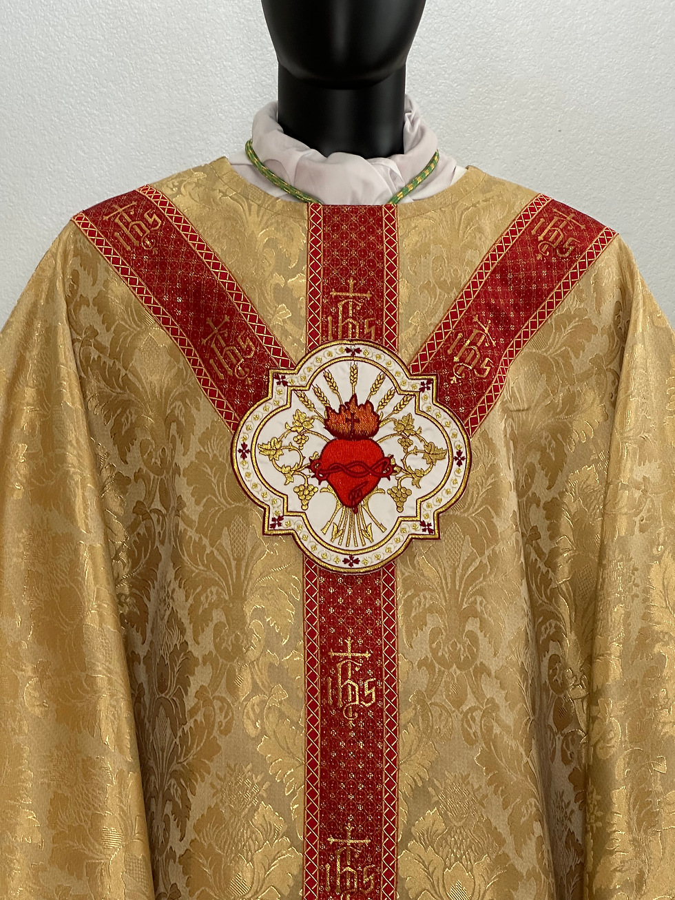 Thumbnail: Gold Semi-Gothic Chasuble set (Sacred Heart)