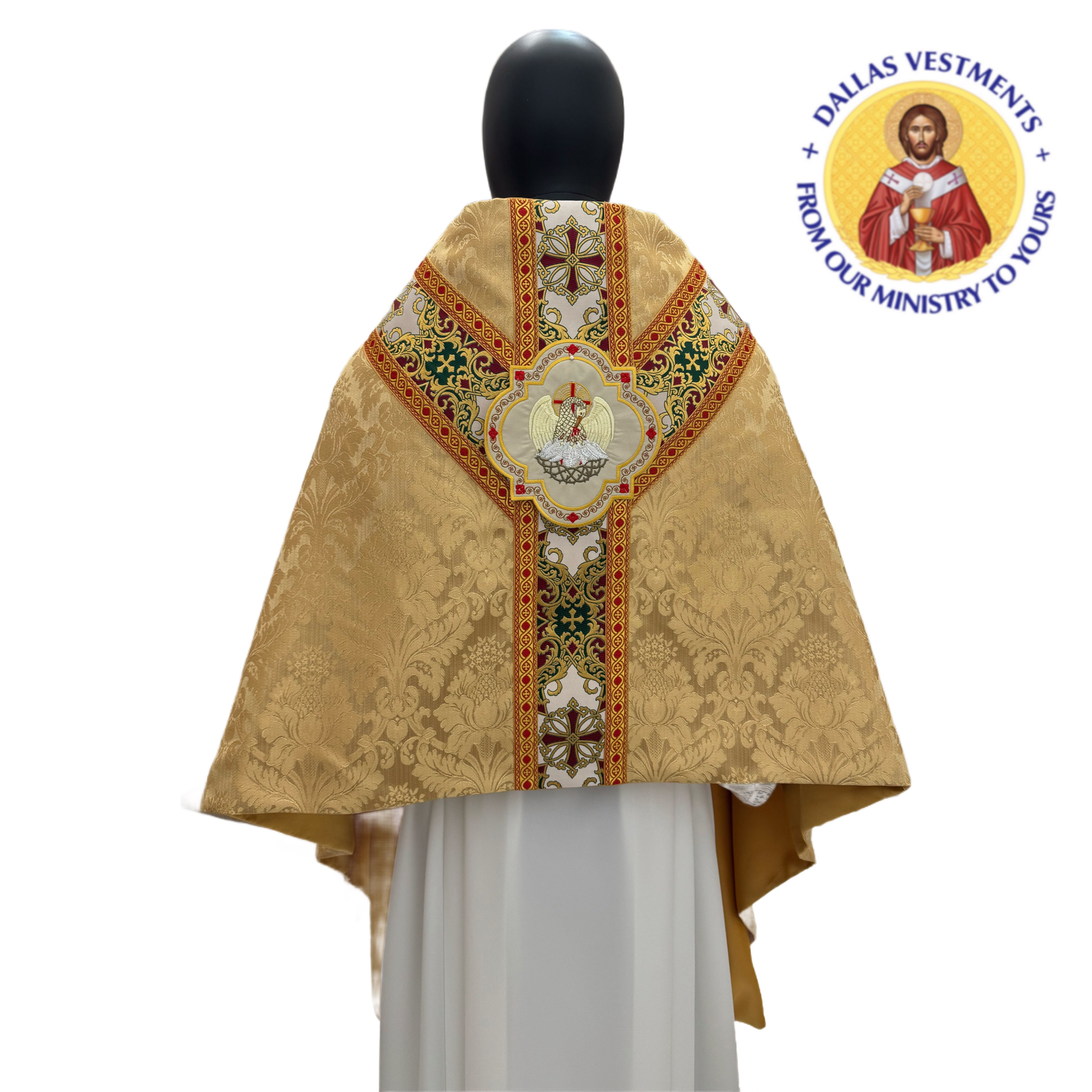 Gold Jacquard Lined Humeral Veil (Victoria ) Pelican