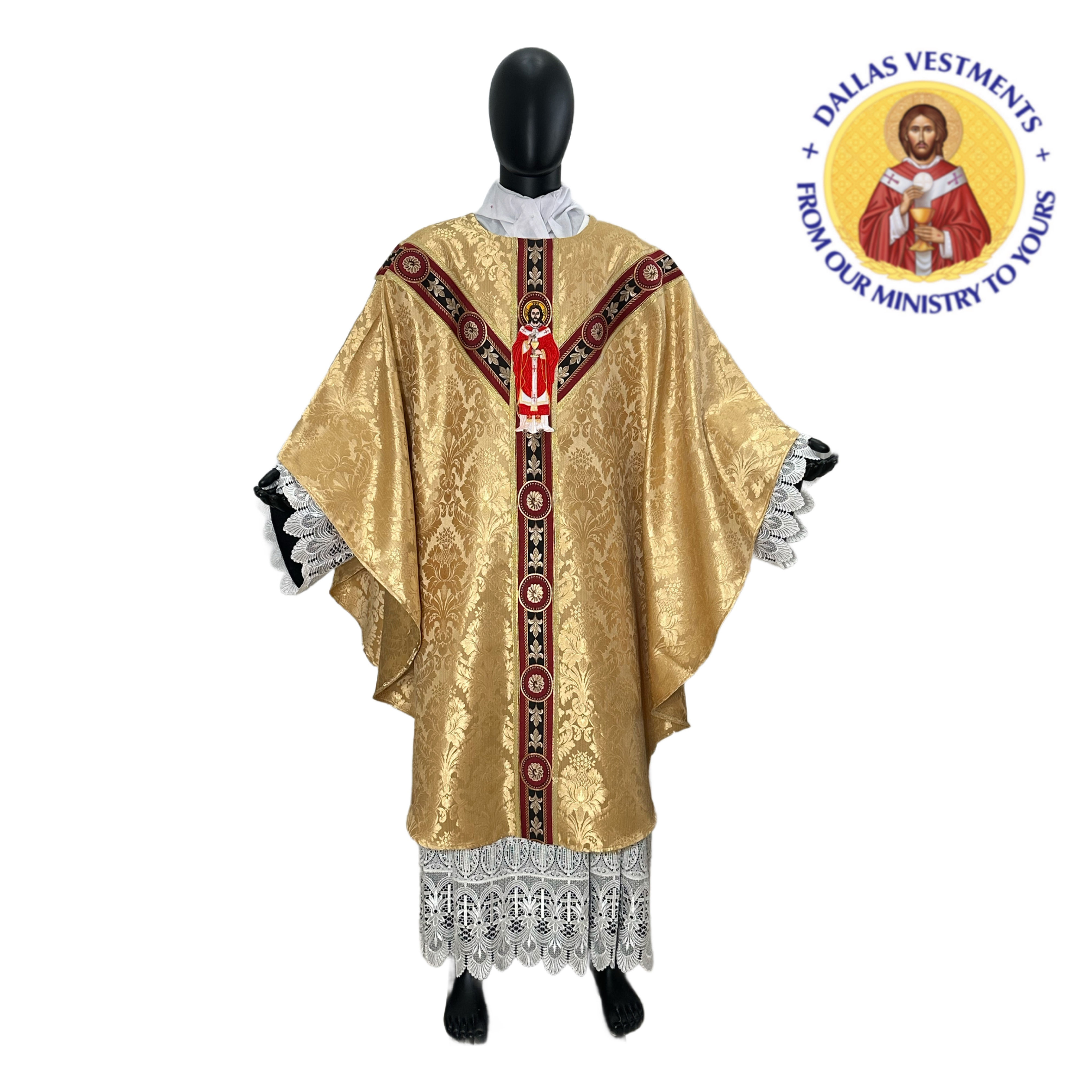 Gold Semi-Gothic Chasuble set (Jesus High Priest)