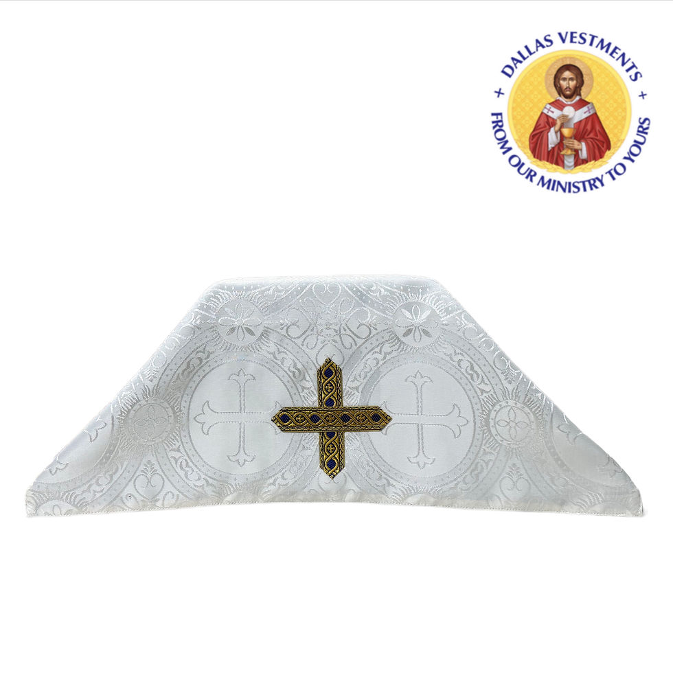 Thumbnail: White Marian Brocade Roman Chasuble + stole (Annunciation )