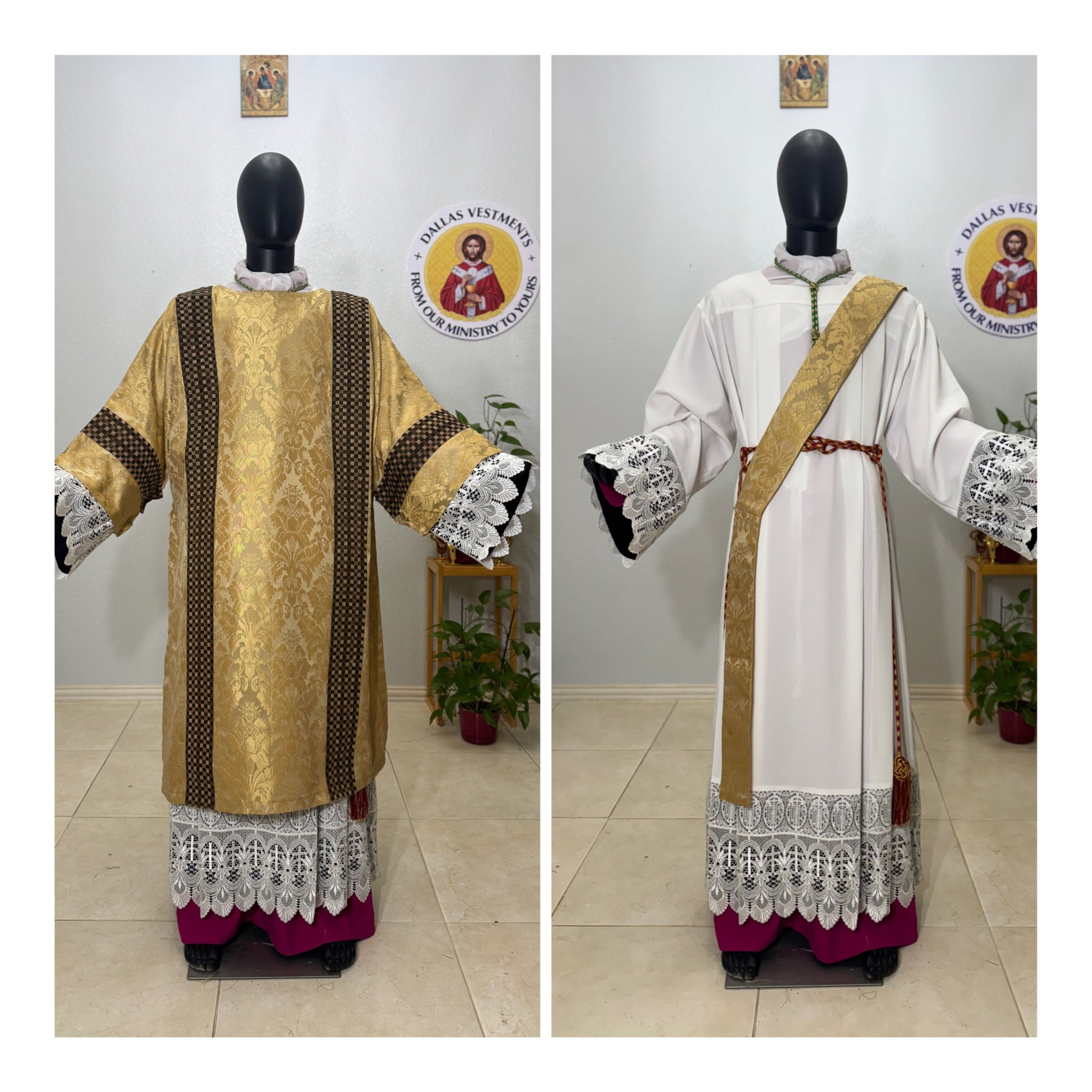 Gold Jacquard Dalmatic + Stole