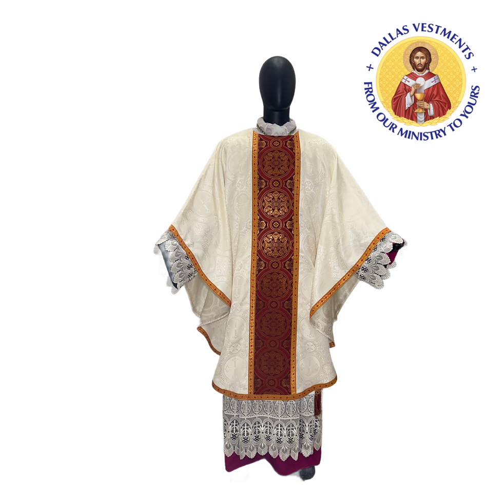 Thumbnail: White Gothic Chasuble set ( Hosanna)