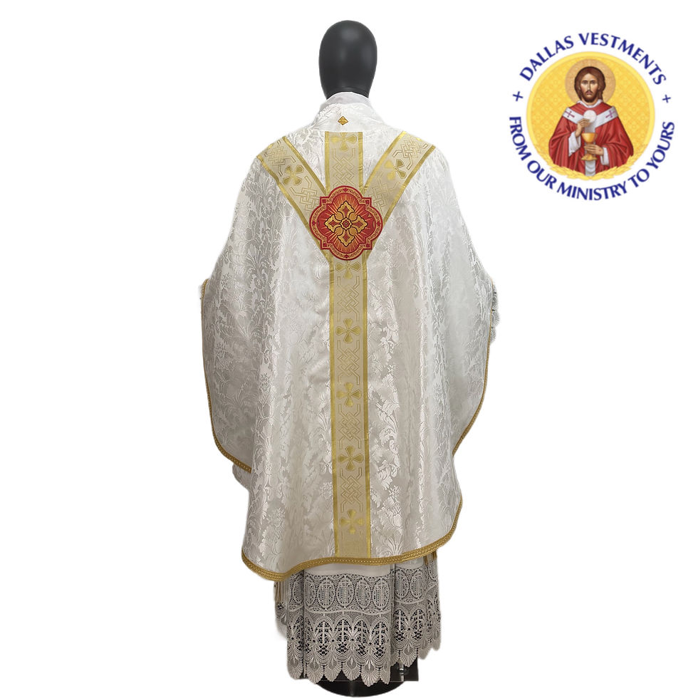Thumbnail: White Jacquard Semi-Gothic Chasuble + Stole ( Baby Jesus )