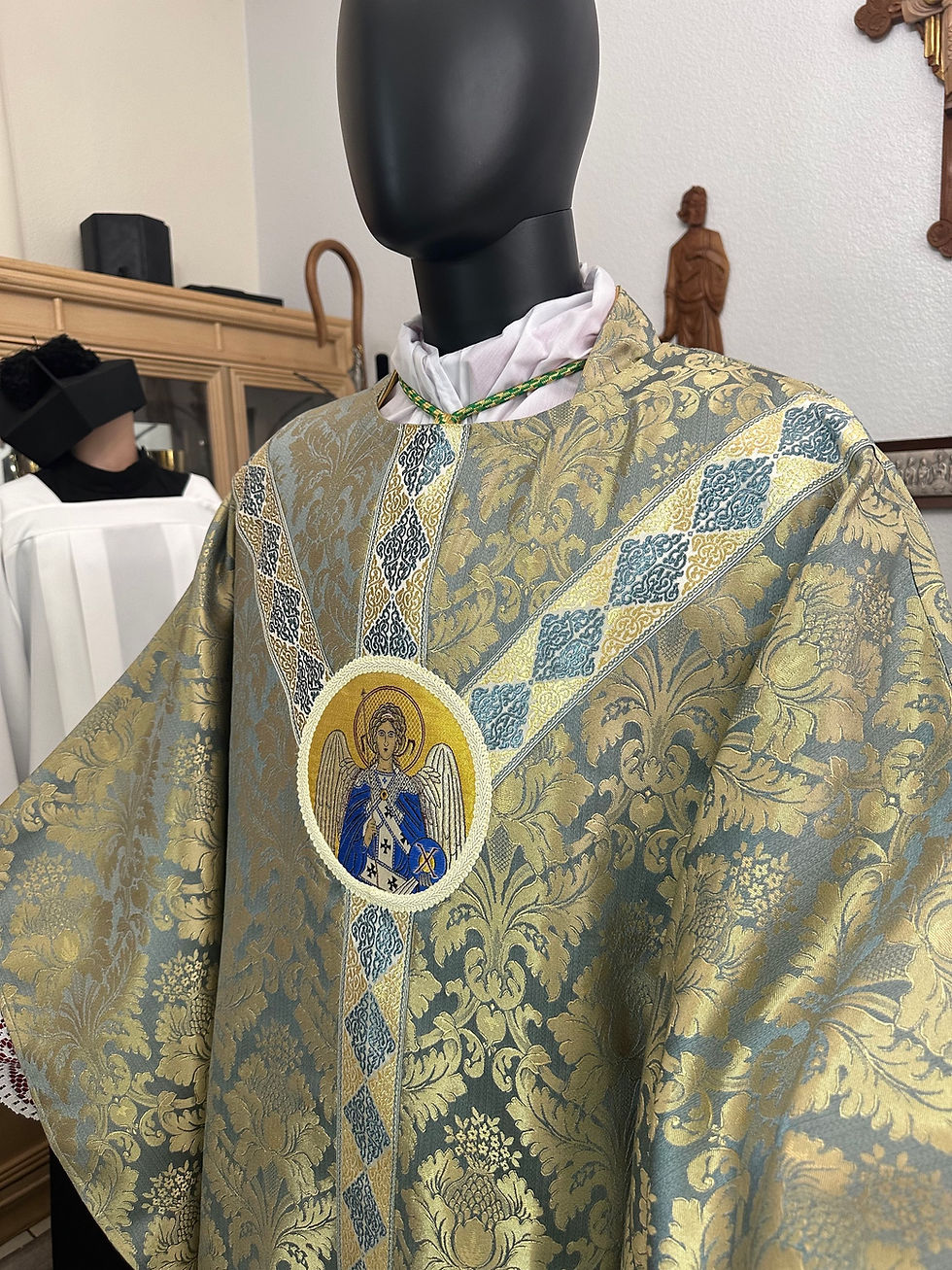 Thumbnail: Blue  Gothic Chasuble + Stole - St. Gabriel, the Archangels
