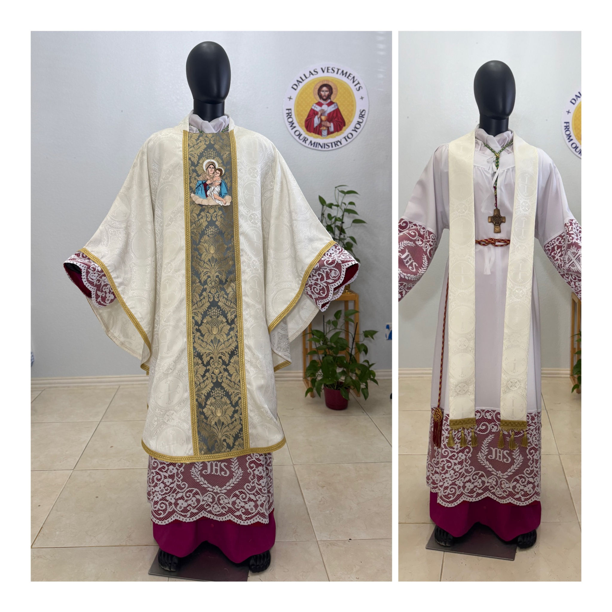 White Gothic Chasuble - Mary, Mother of God