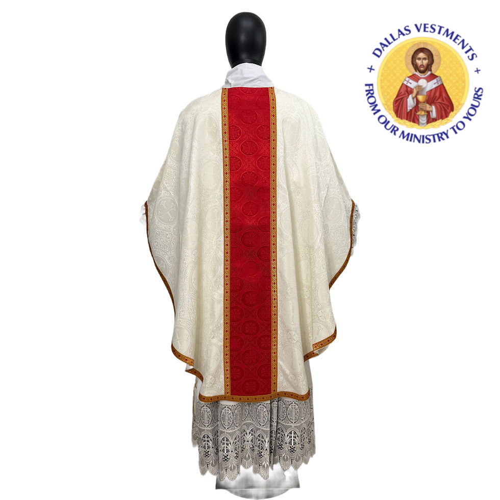 Thumbnail: White Brocade Gothic  Chasuble + Stole ( Saint Joseph )