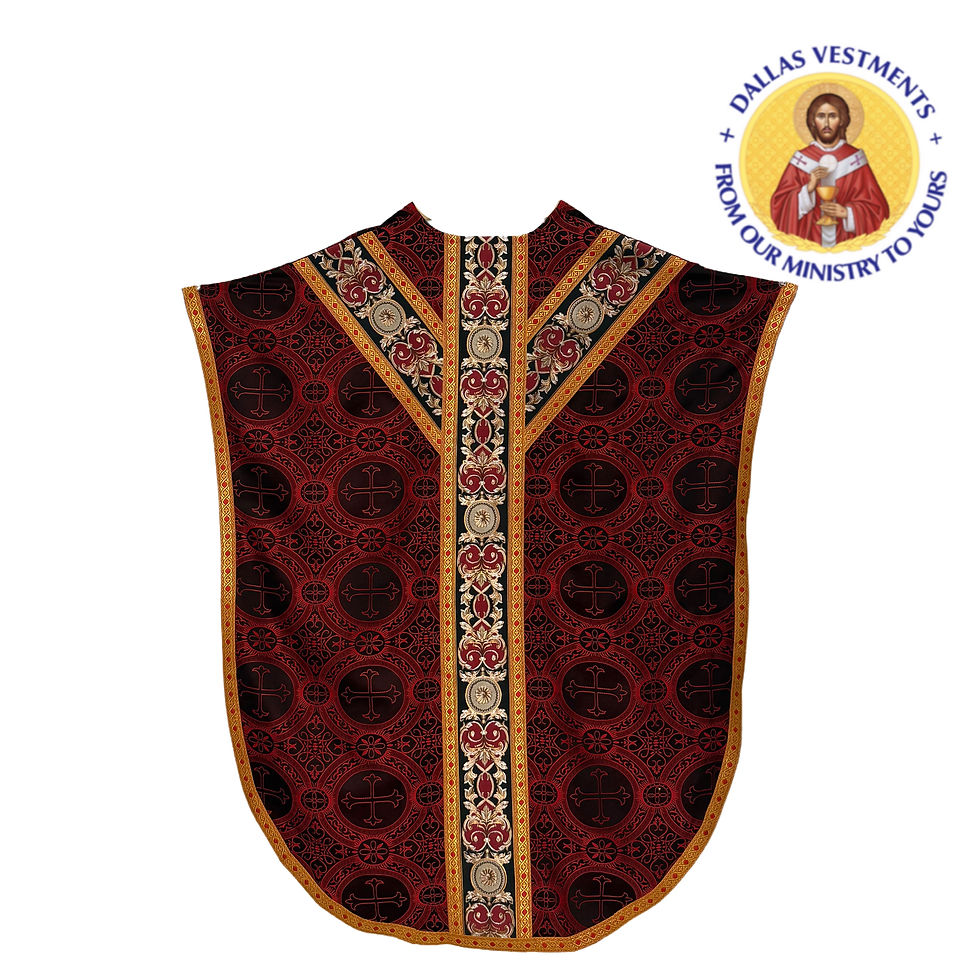 Thumbnail: Red/Black Brocade  Chasuble + Stole 