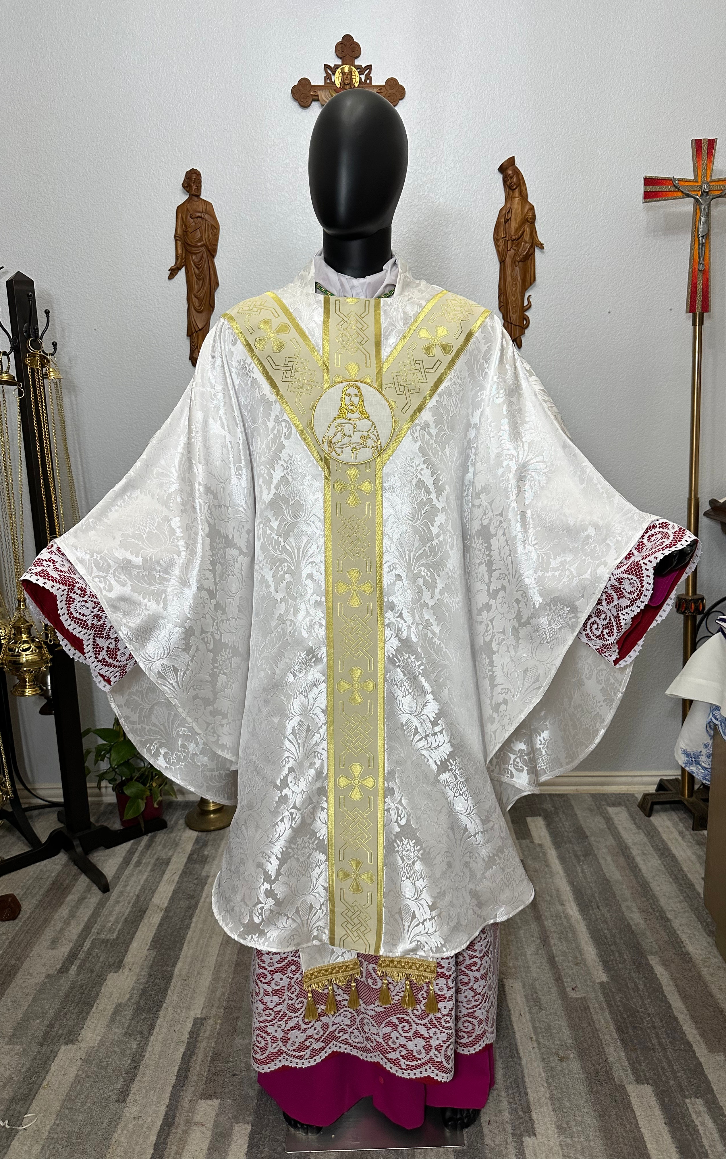 White Gothic Chasuble + Stole (Good Shepherd )