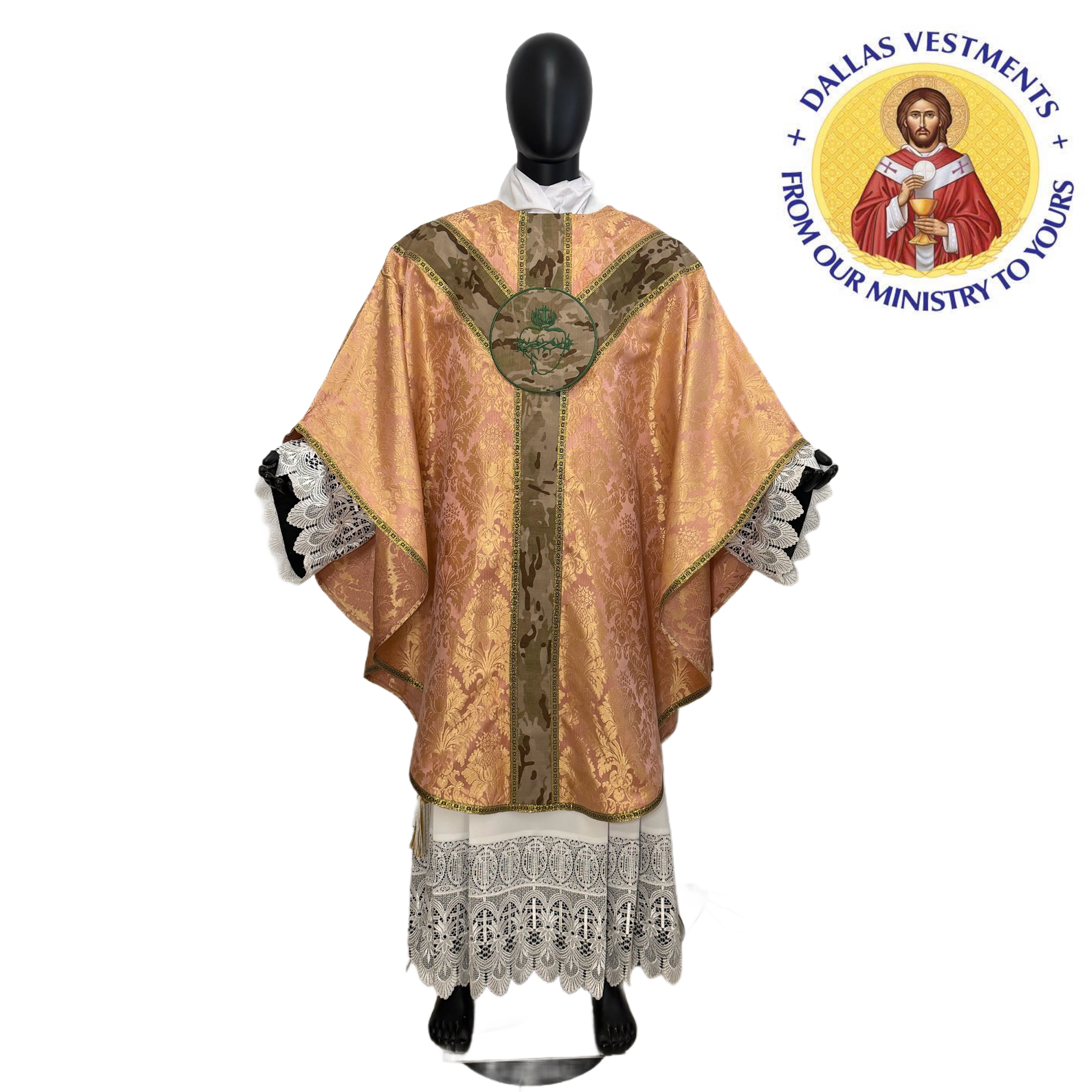 Rose Jacquard Semi-Gothic Camouflage Chasuble and stole