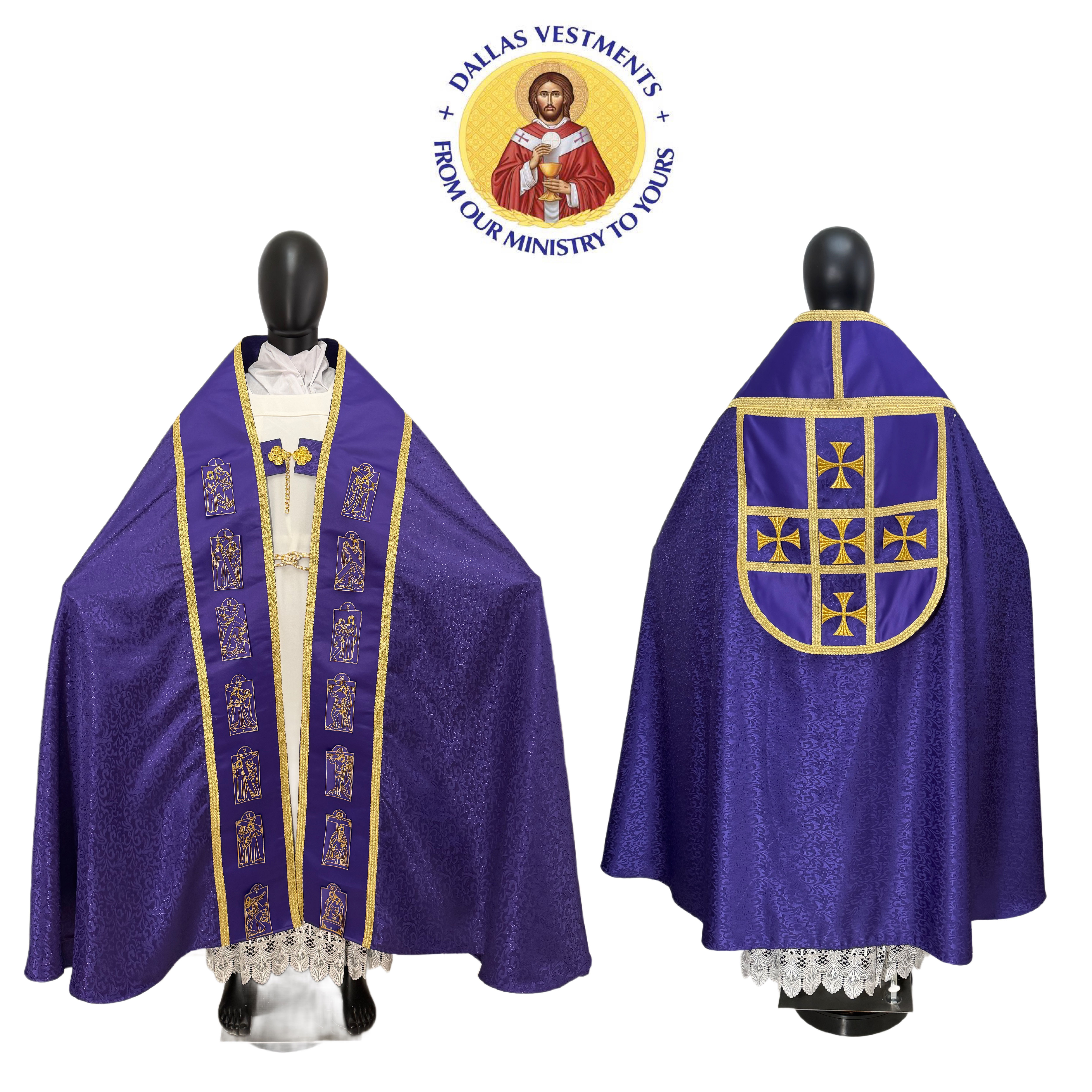 Purple Roman Cope + stole (Stations of the Cross)