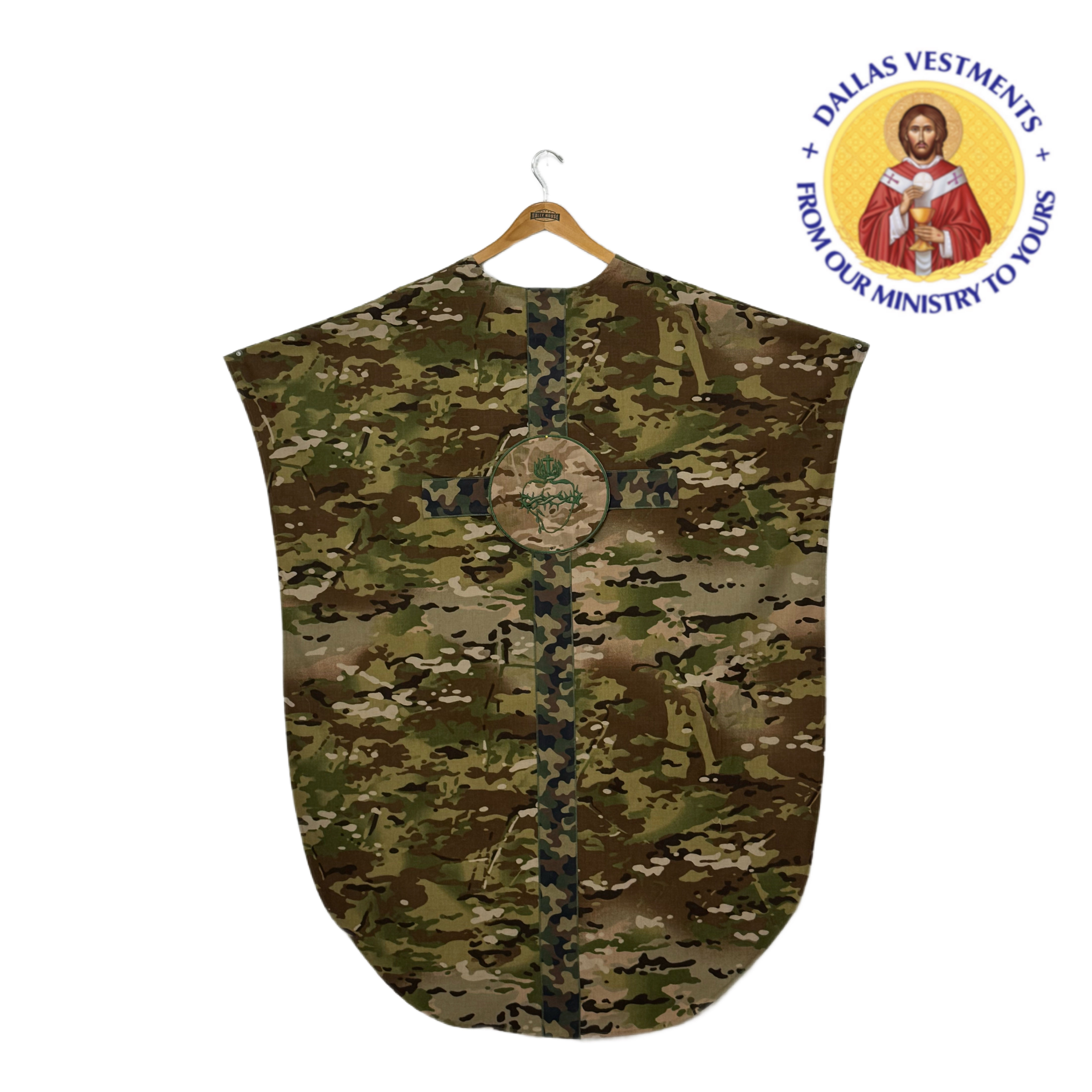 Military Ripstop OCP Multicam Green Neri  Chasuble and stole (Sacred Heart)