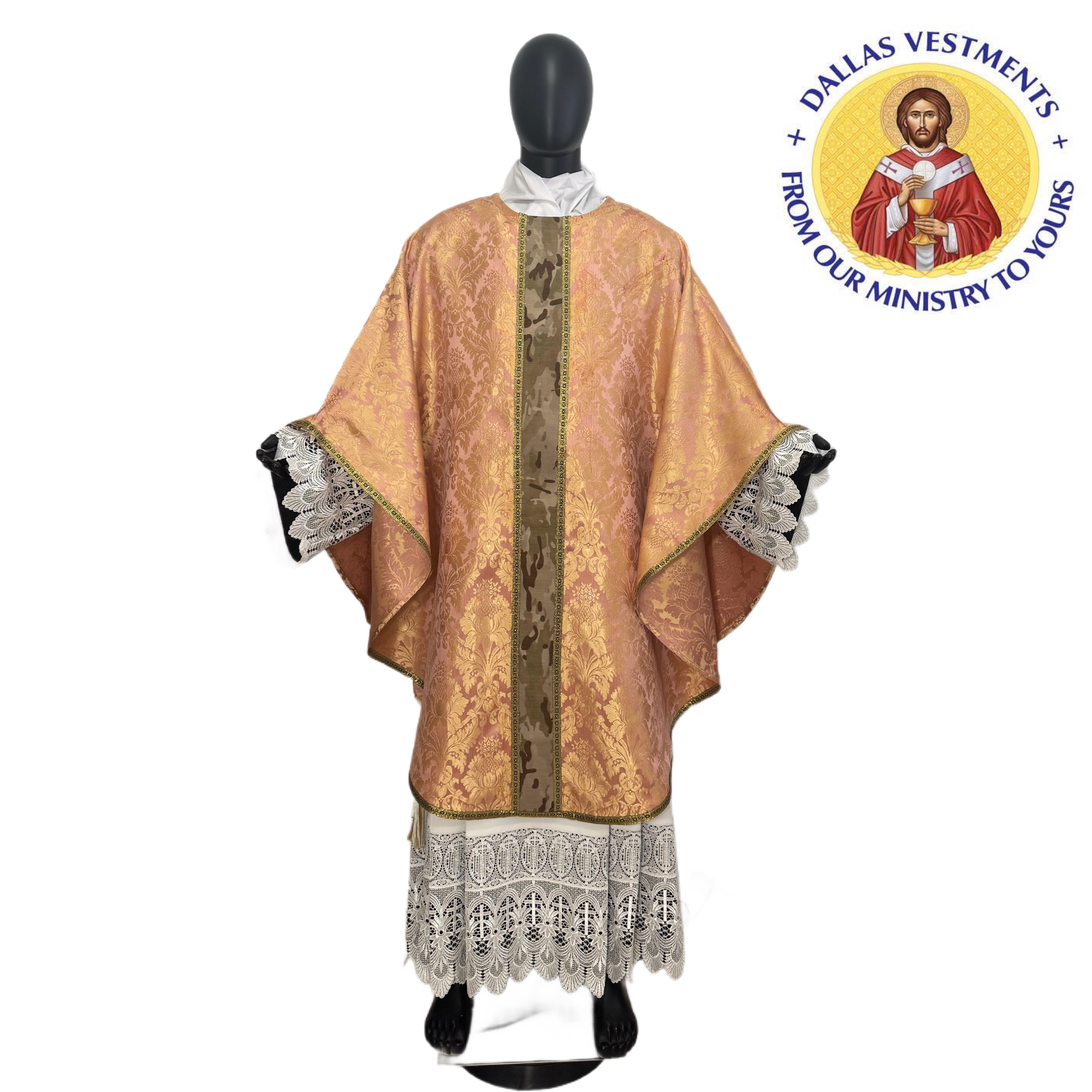 Rose Jacquard Gothic Camouflage Chasuble and stole