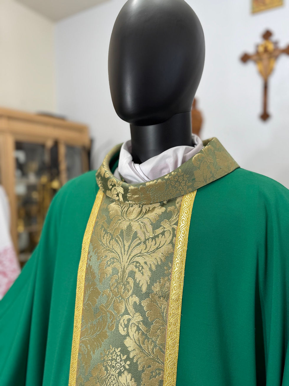 Thumbnail: Green  Gothic  Chasuble + Stole - Gold Orphrey 