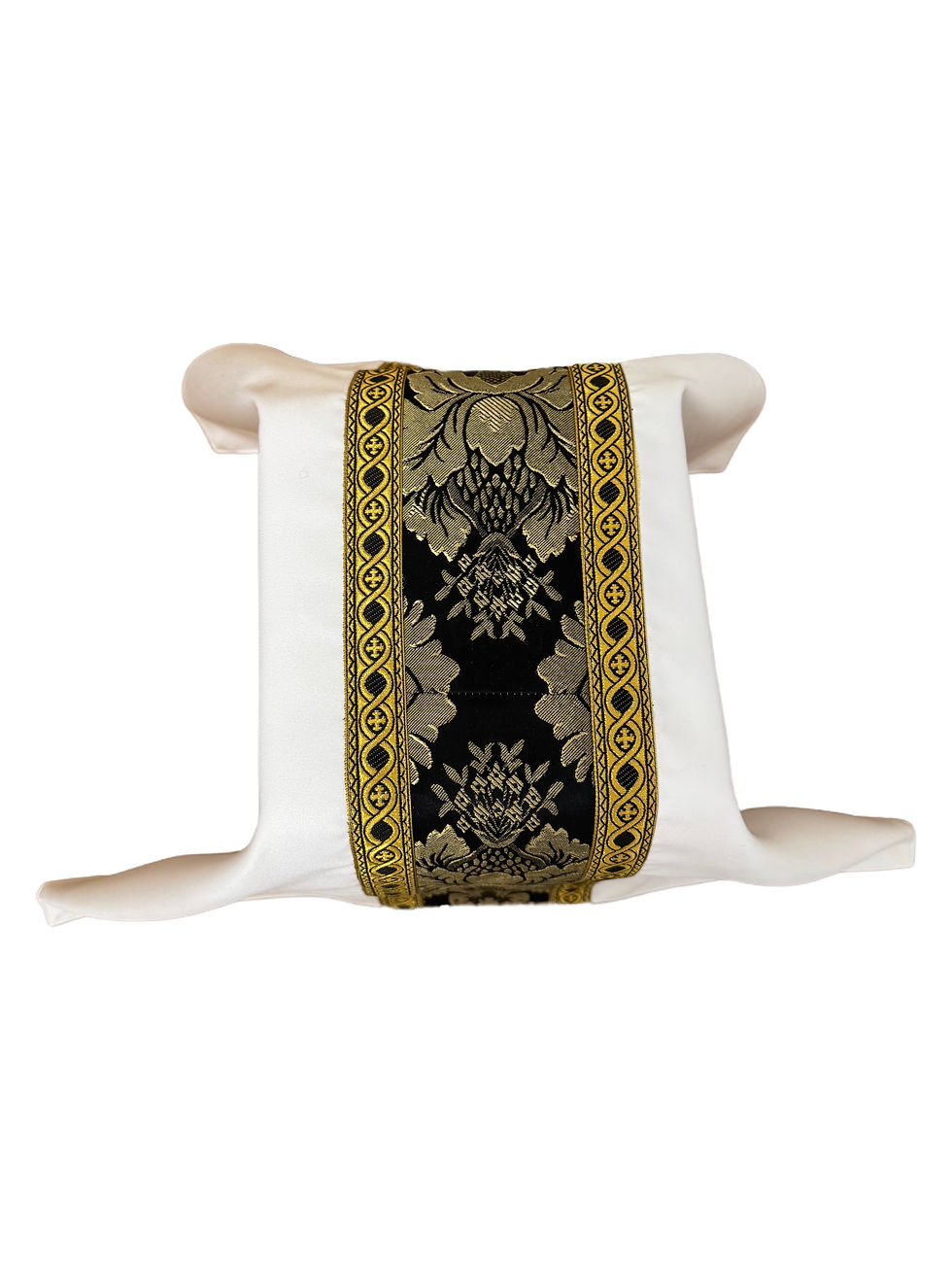 Thumbnail: White with Black/ Gold Jacquard Chalice Veil 