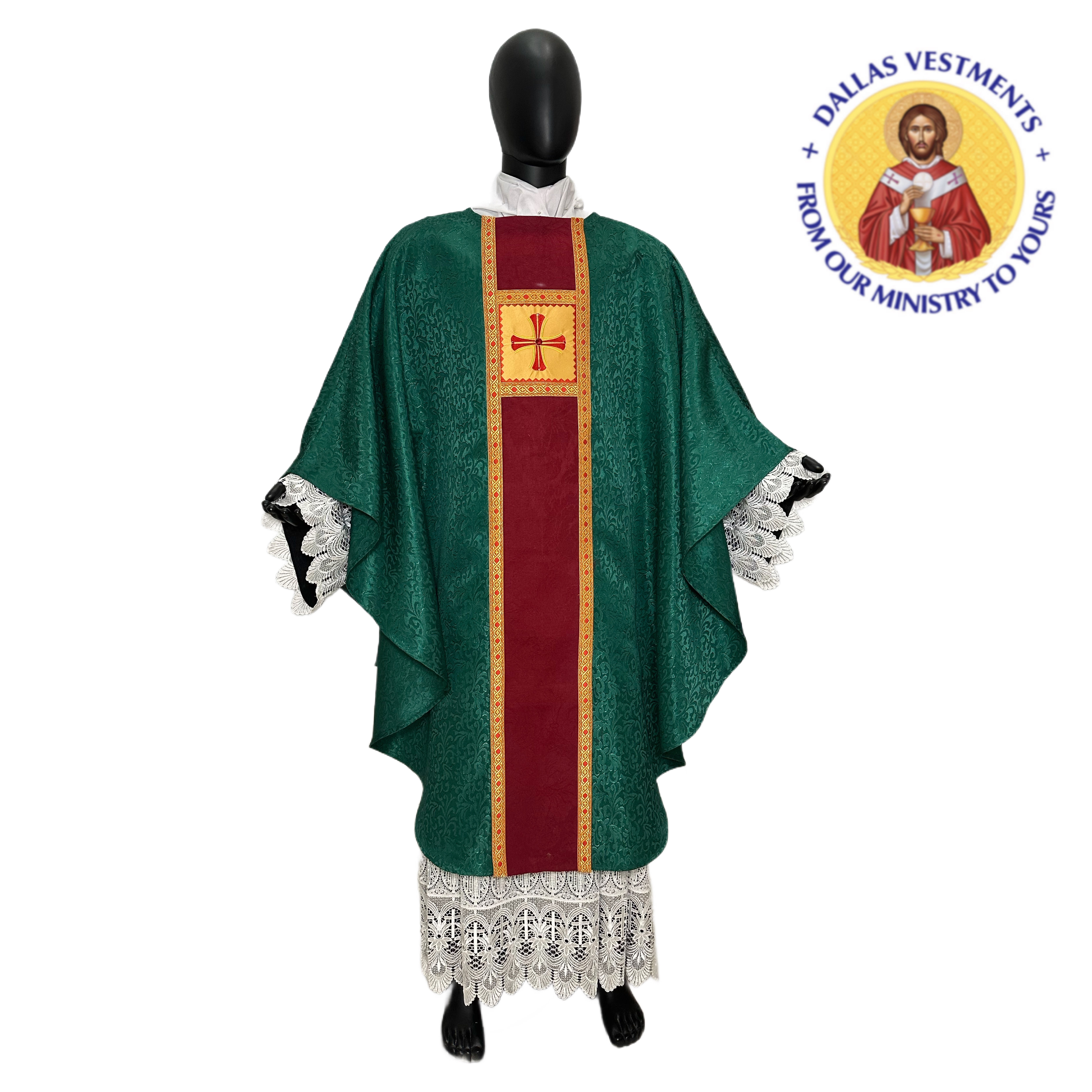 Green Brocade Gothic Chasuble + stole (Huchin)