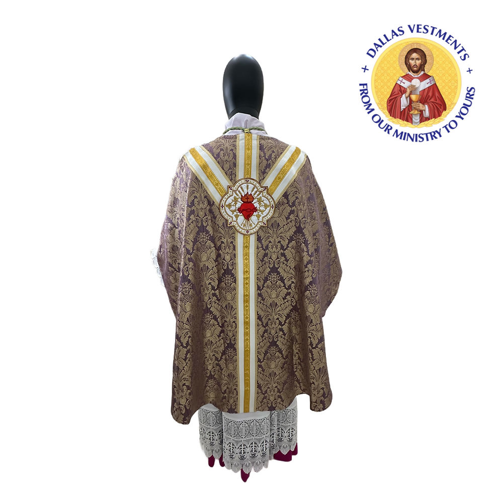 Thumbnail: Purple (Lilac)  Jacquard Gothic Chasuble with Sacred Heart Appliqué 