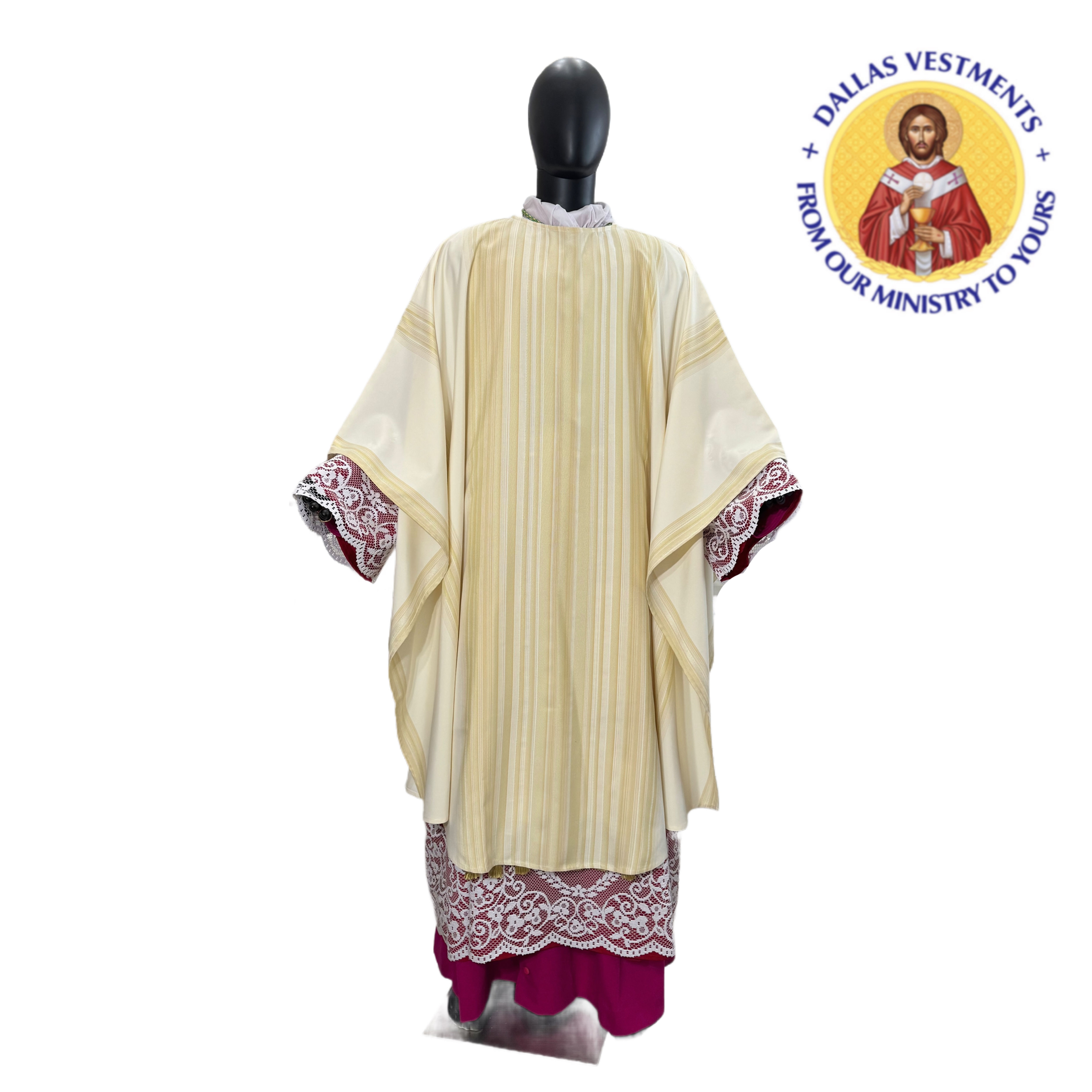 White Ivory Monastic Chasuble set with Stole (Mone Collection)
