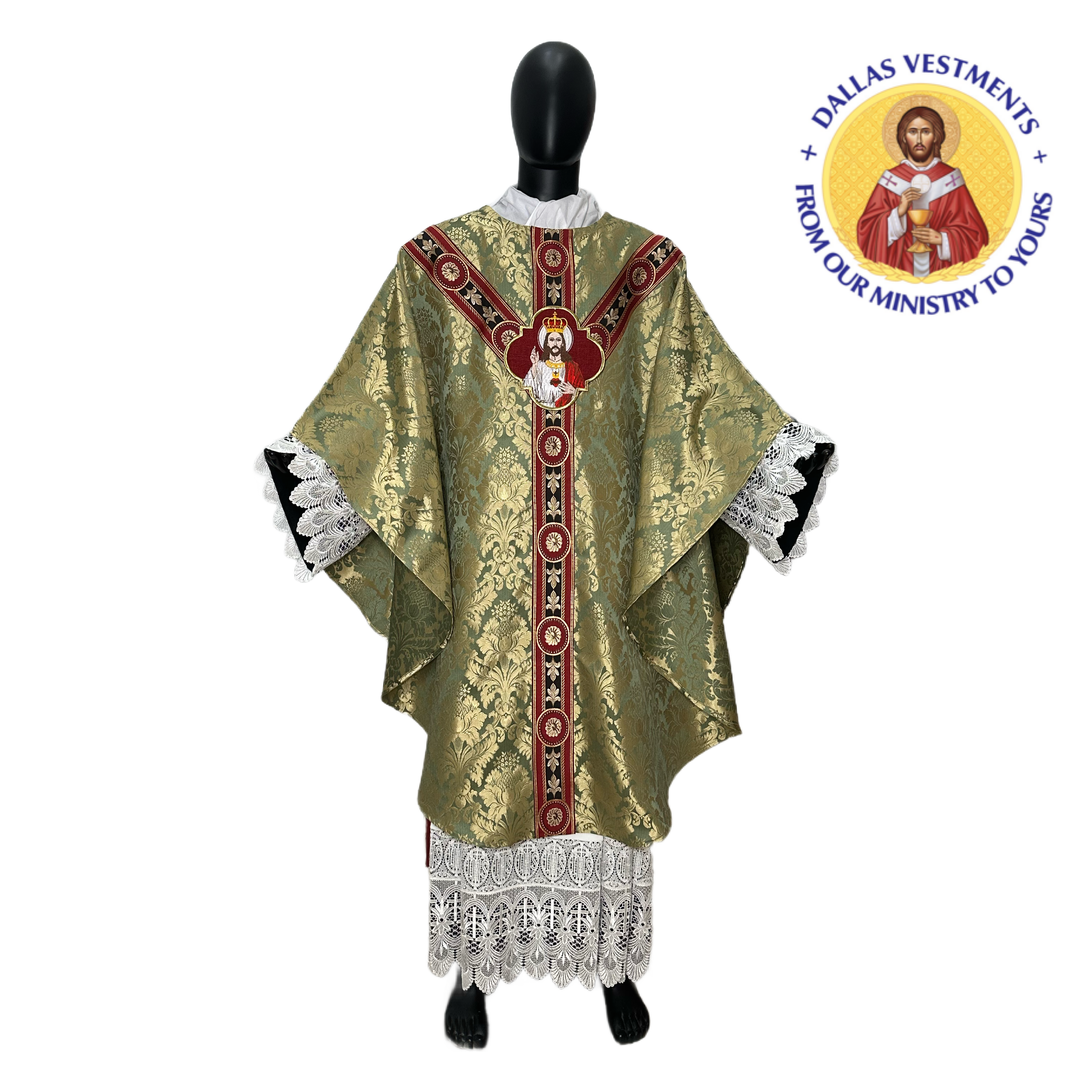 Green Semi-Gothic Chasuble set (Christ the King)